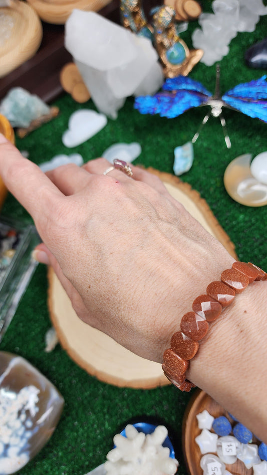 Goldstone Faceted Crystal Beaded Bracelets (11mm) ✨️