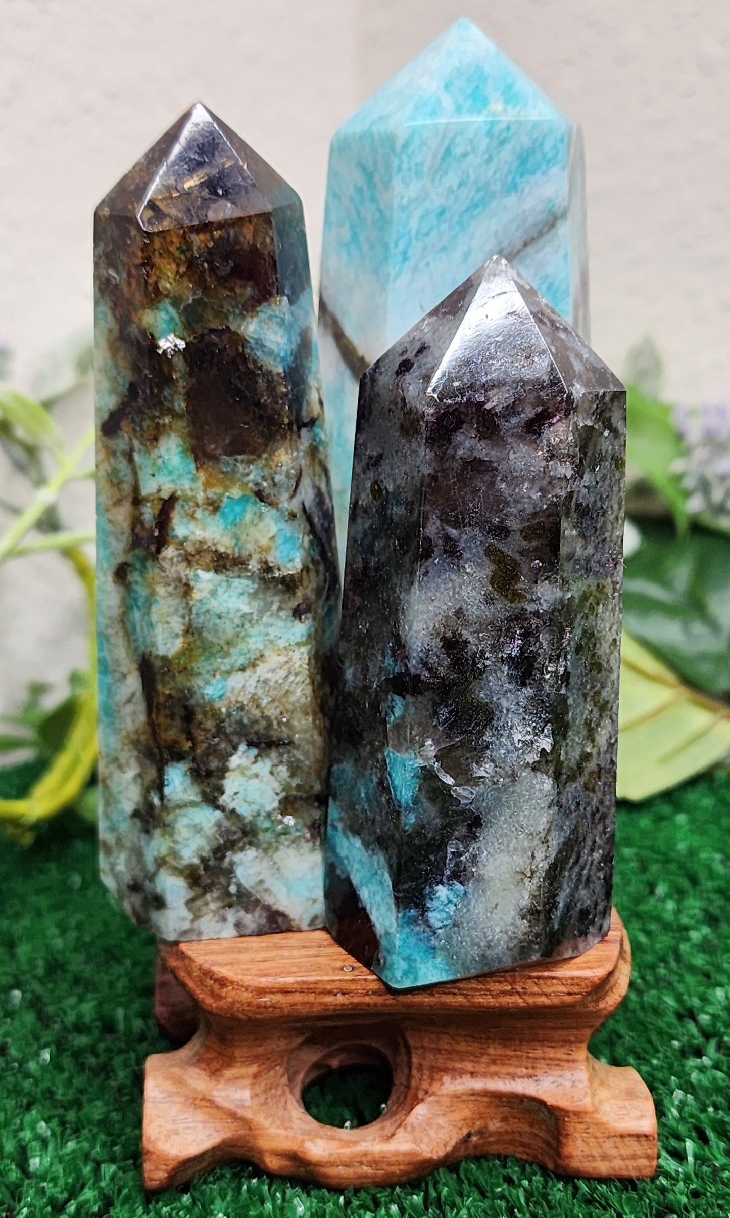 Amazonite, Smoky Quartz, Lepidolite, & Black Tourmaline Mixed Tower (#2) π€