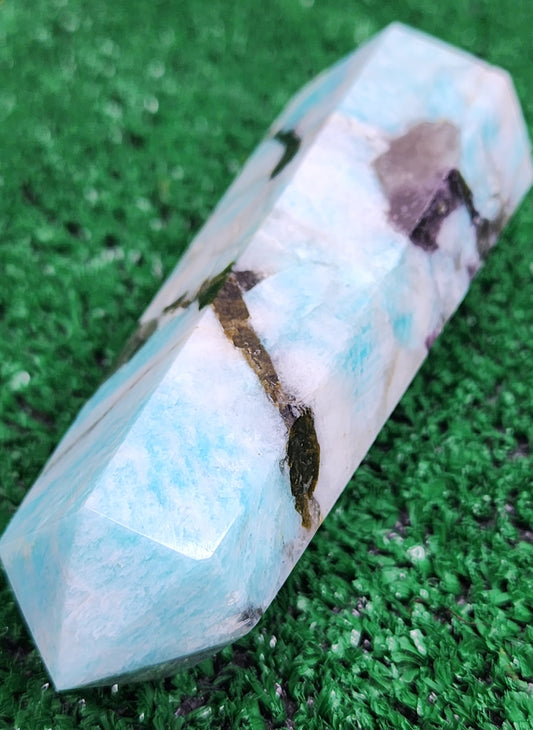 Amazonite, Smoky Quartz, Lepidolite, & Black Tourmaline Mixed Tower (#3) 🖤