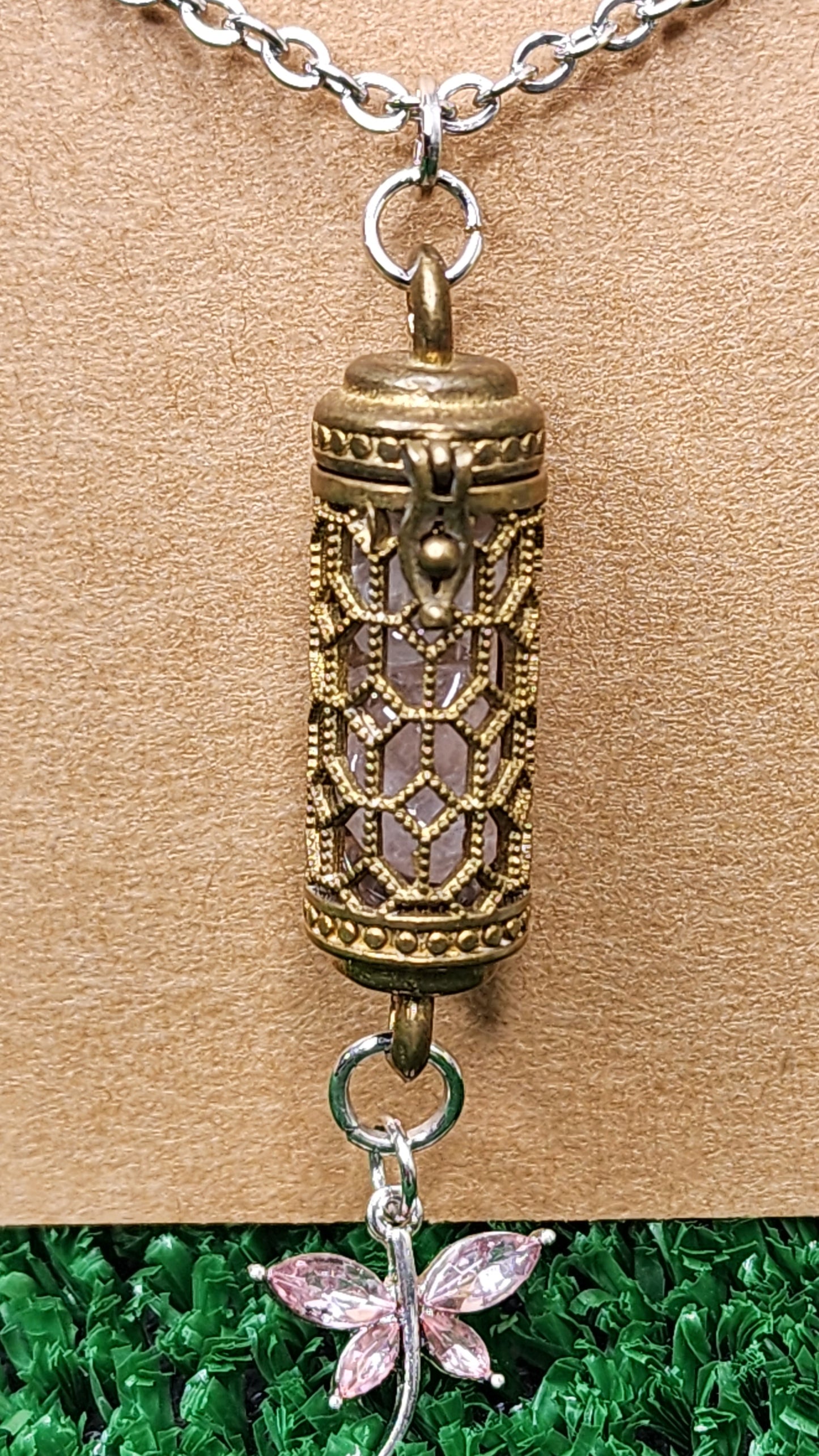 Copper Cage Pendants with Crystal Chips and Charms✨️