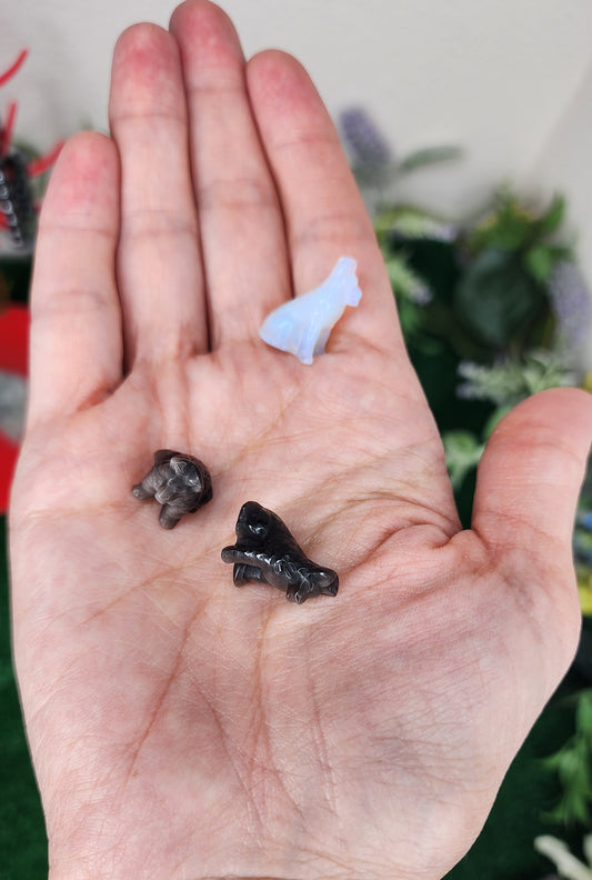 Mini Opalite and Silver Sheen Obsidian Shepherd Dogs 🐕🦺