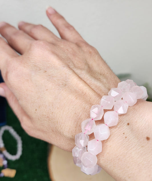 Faceted Rose Quartz Bracelets (10mm)