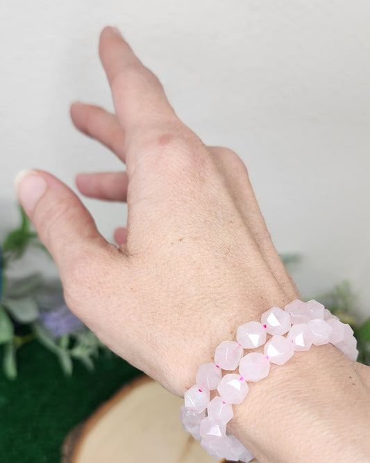 Faceted Rose Quartz Bracelets (8mm)