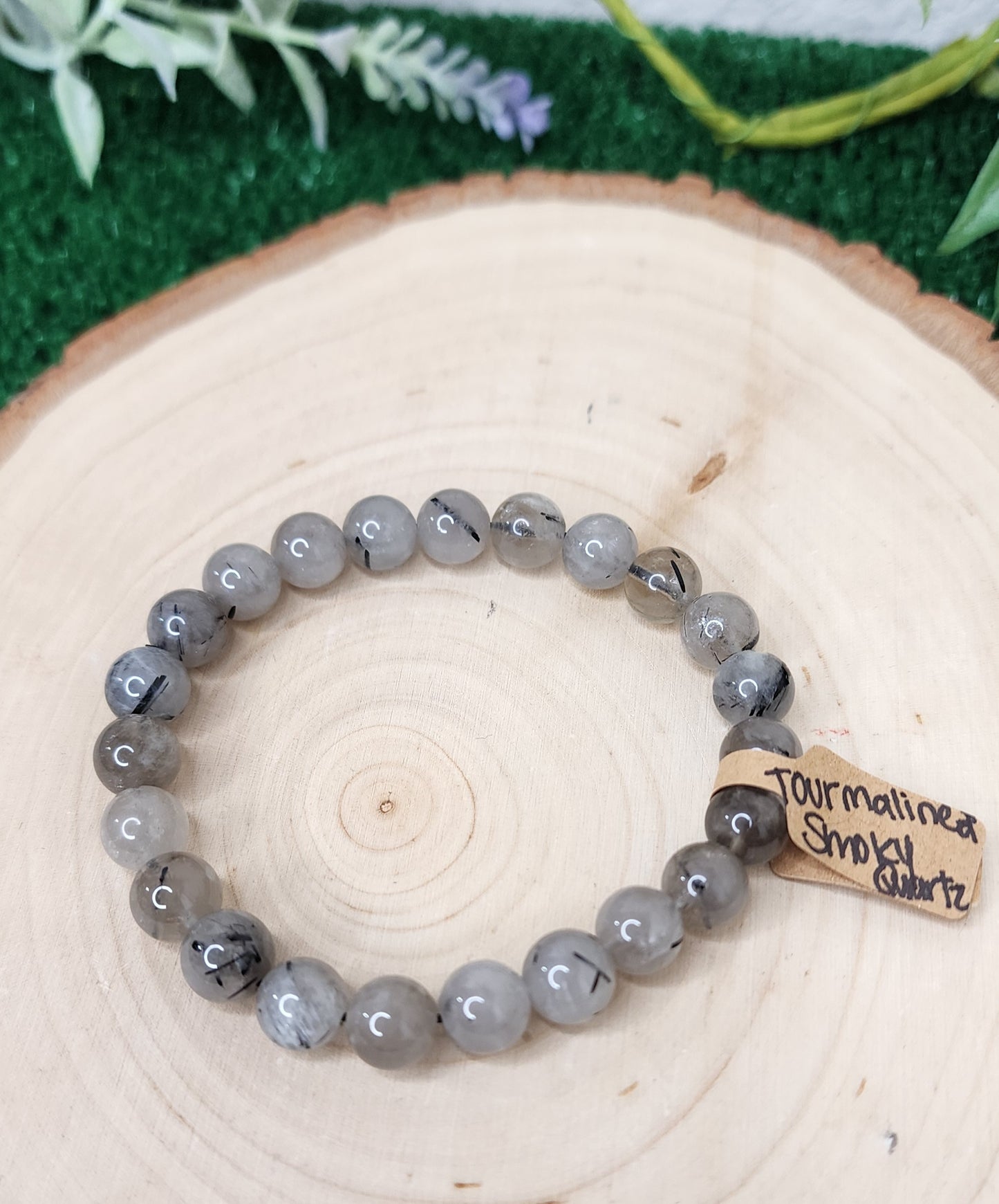Smoky Tourmalined Quartz Beaded Bracelets (8mm)