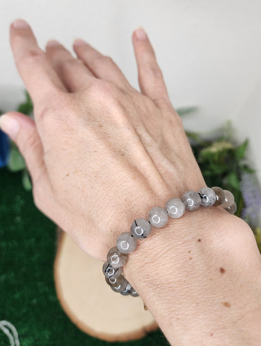 Smoky Tourmalined Quartz Beaded Bracelets (8mm)