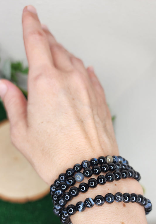 Black Agate Beaded Bracelets (6mm)