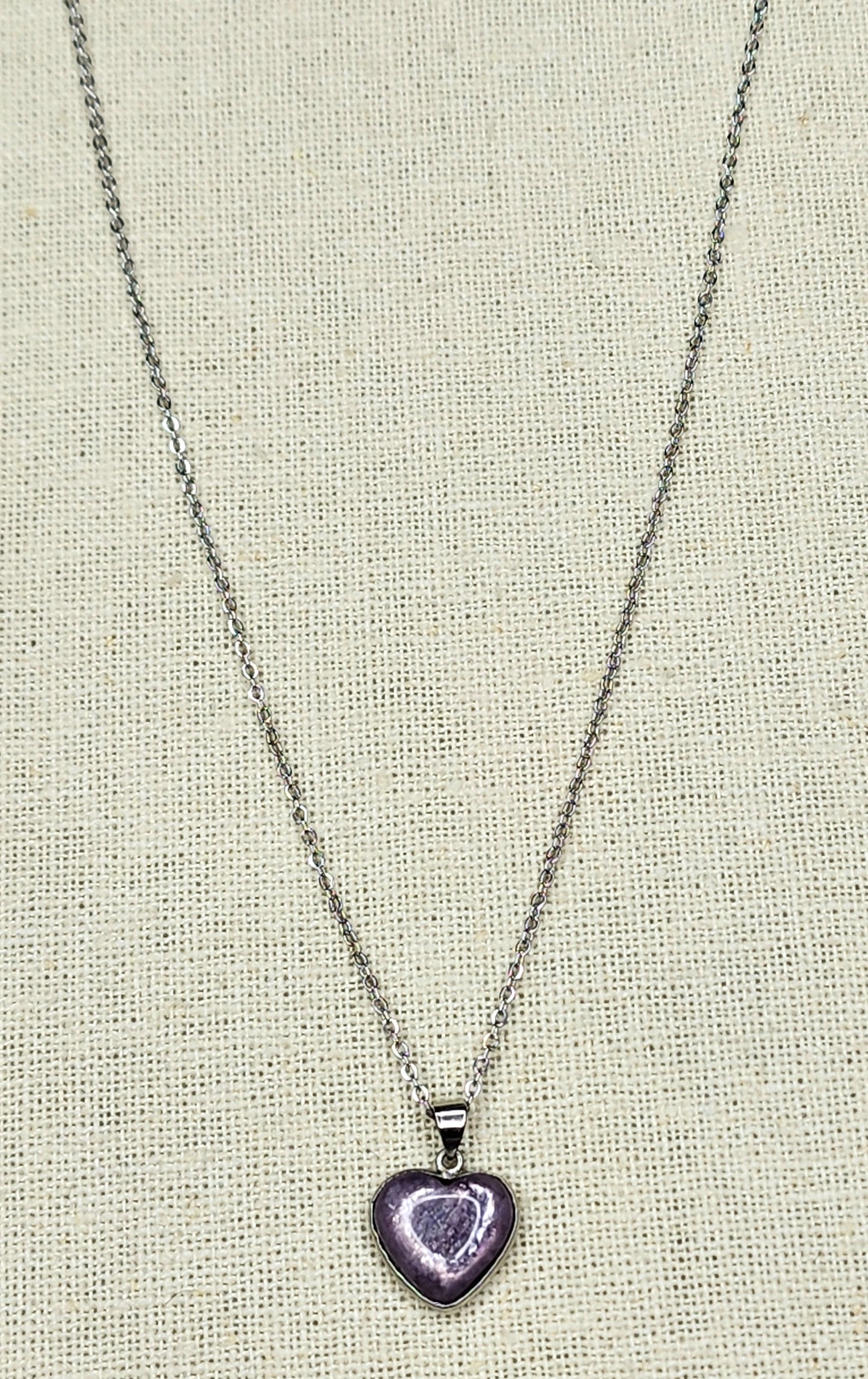 Lepidolite Heart Necklaces