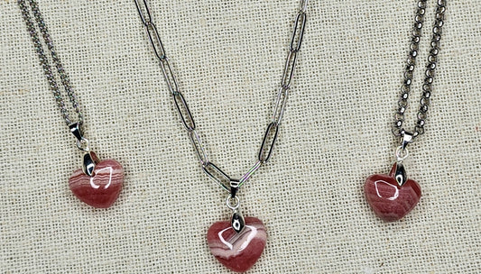 Rhodochrosite Heart Necklaces