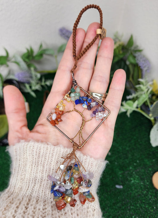 Tree of Life Diamond Chakra Hangers