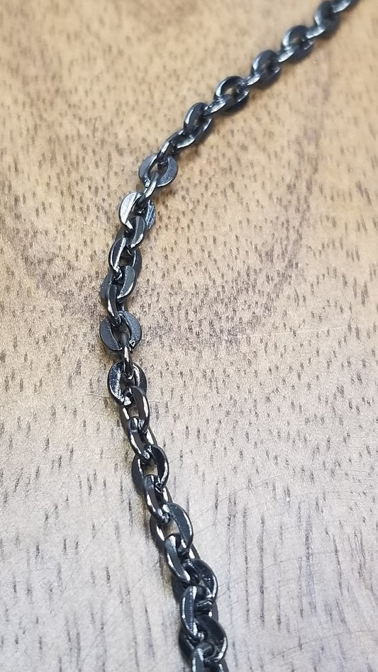 Long Charcoal and Brown Beaded Necklace with Charms