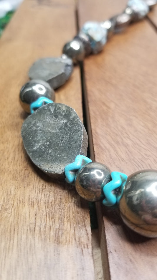 Pyrite and Turquoise Necklace