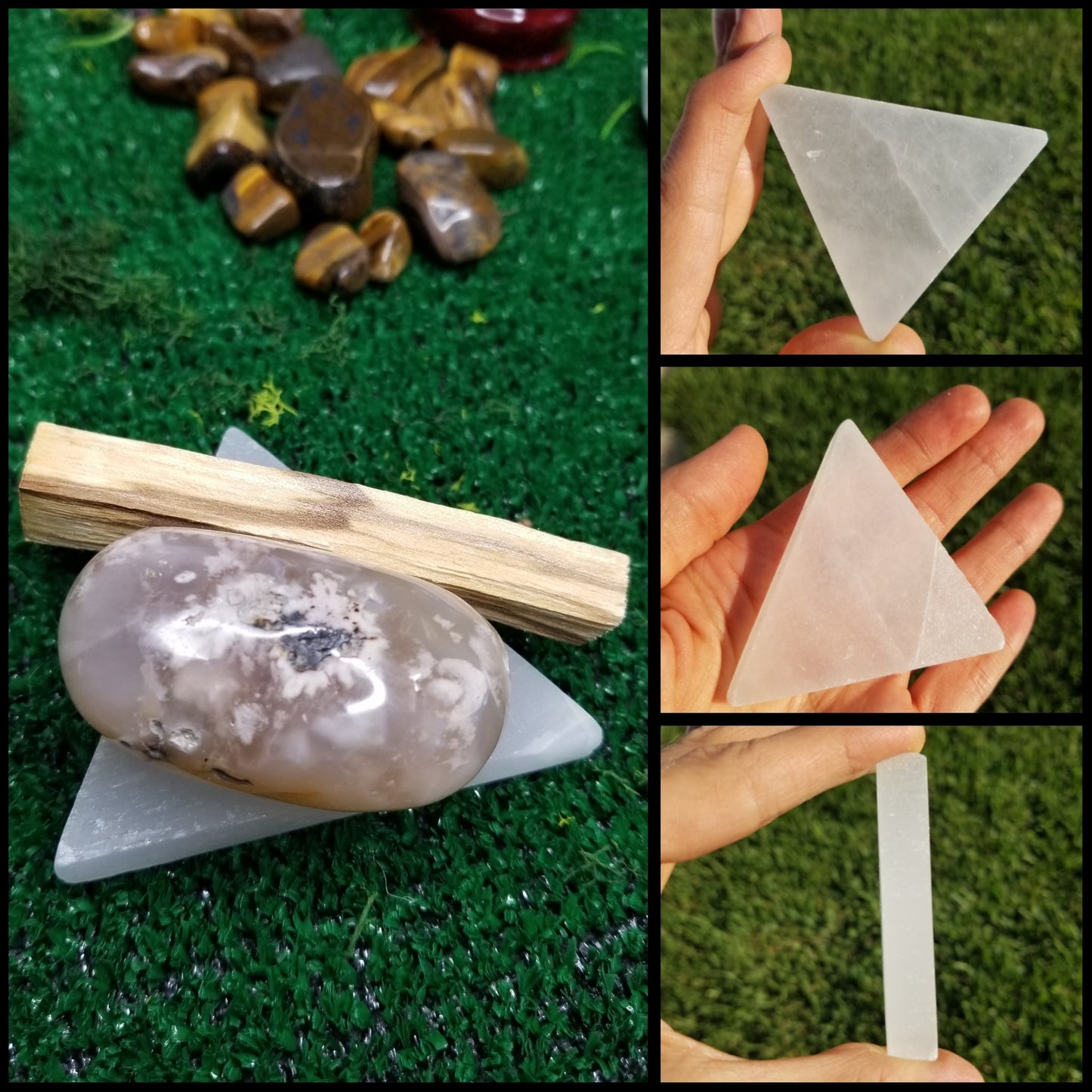 Crescent Moon Selenite/Satin Spar Plates