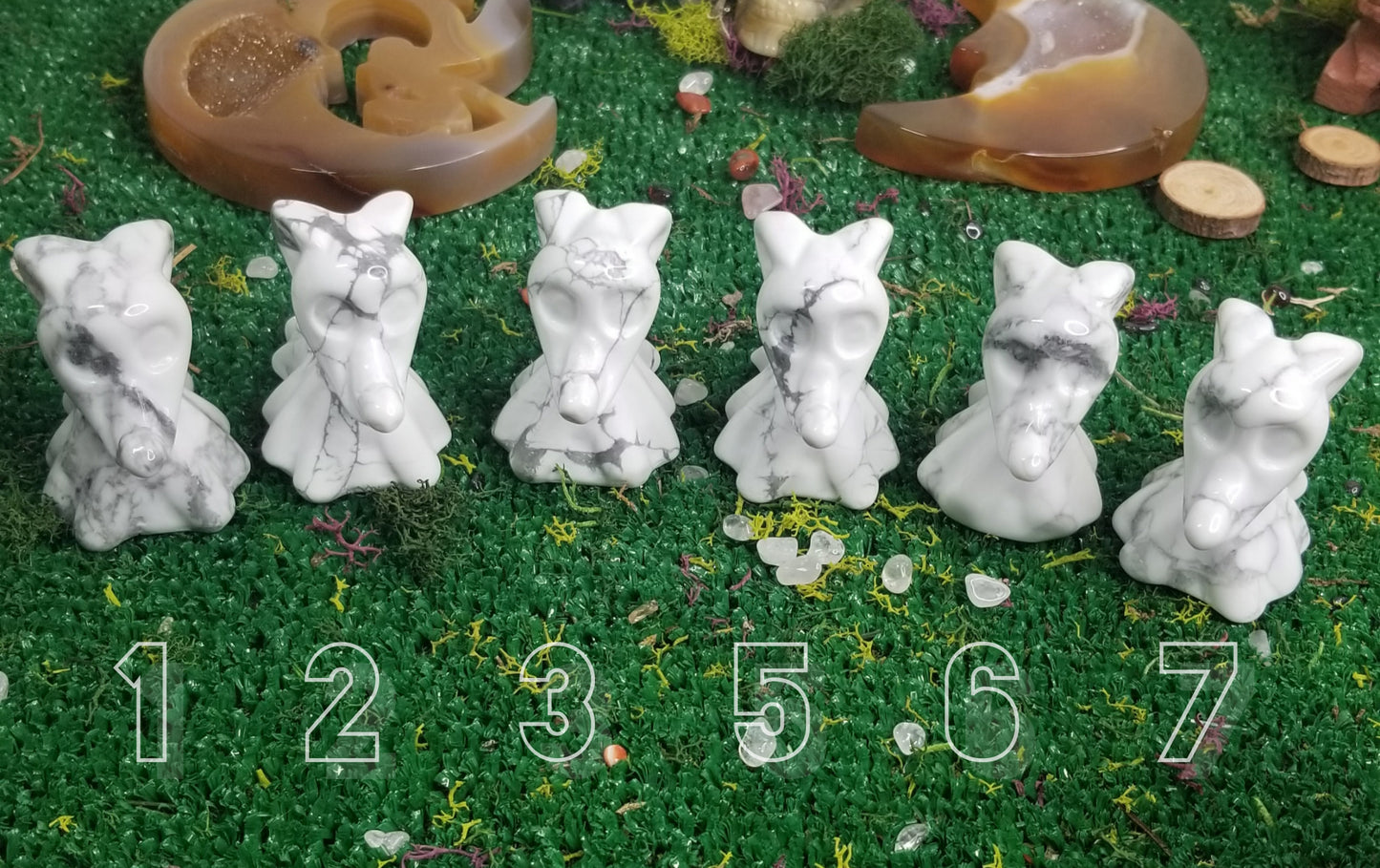 Howlite Zero Ghost Dog Carvings