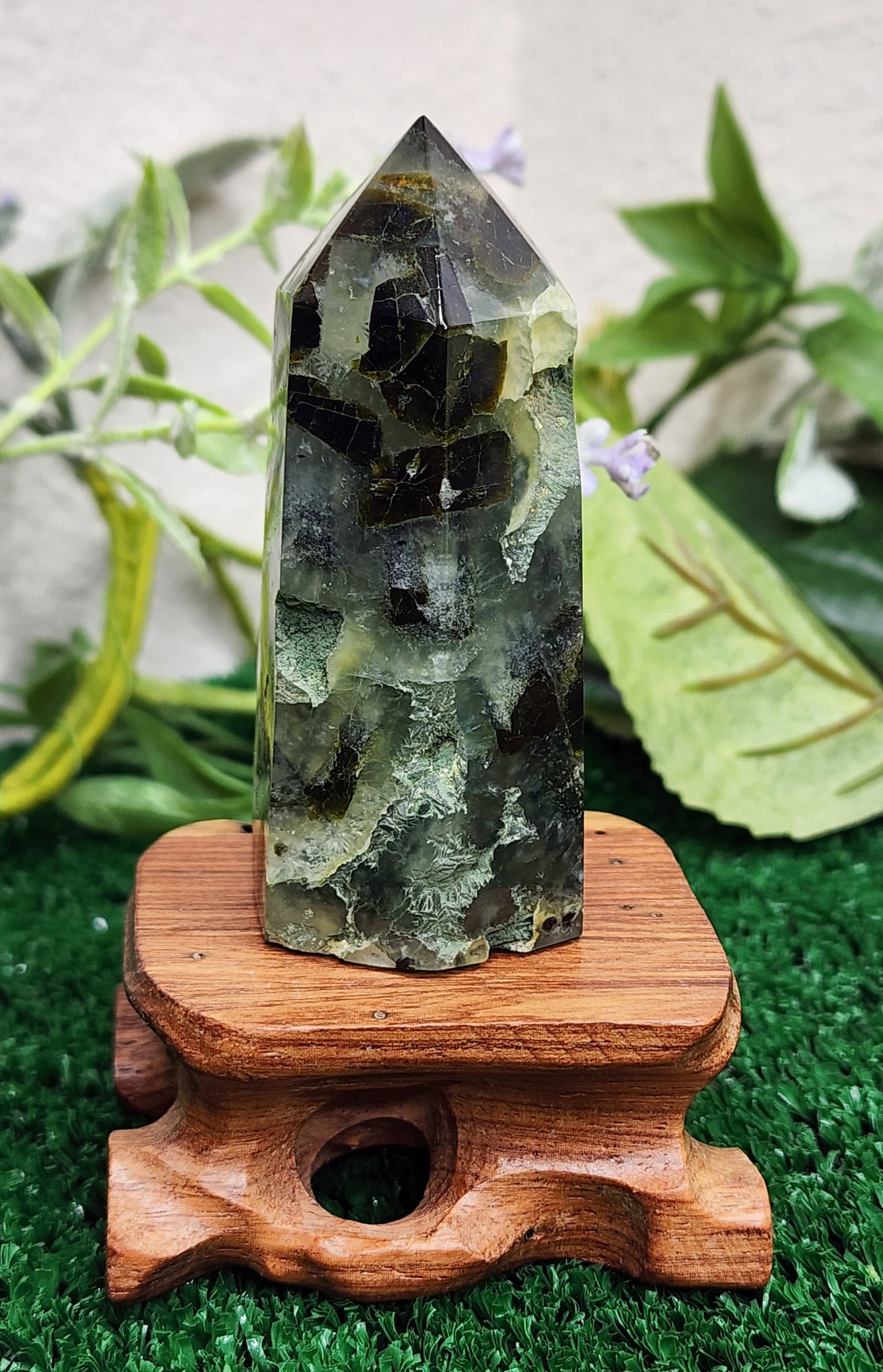 Prehnite with Epidote Tower (#2)💚