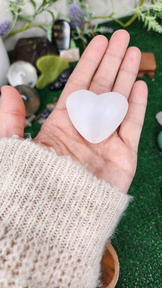 Selenite (Satin Spar) Heart