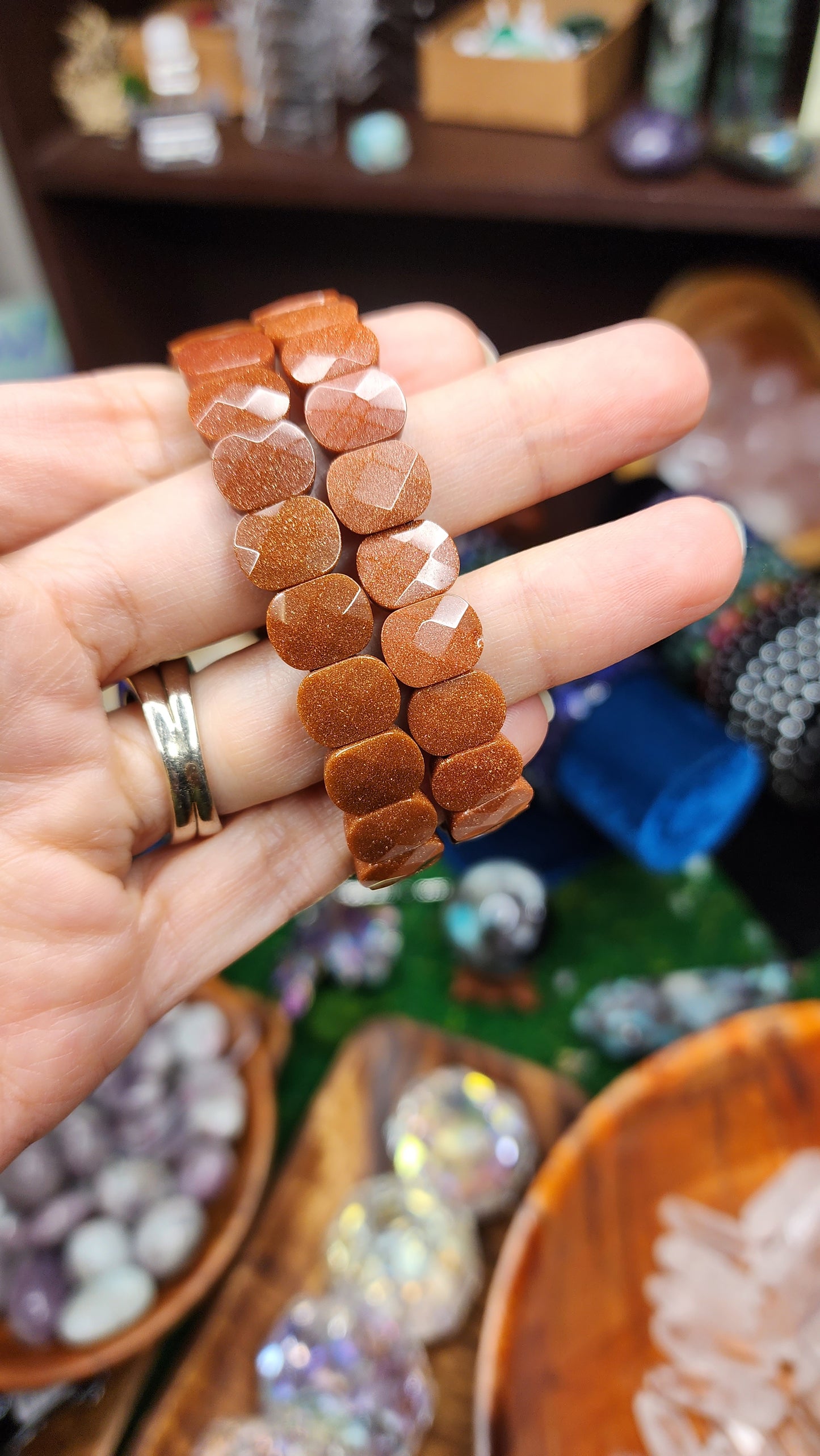 Goldstone Faceted Crystal Beaded Bracelets (11mm) ✨️