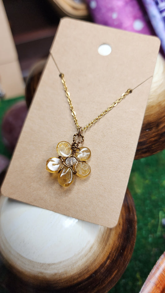 Yellow Tourmaline Flower Necklace 🌼