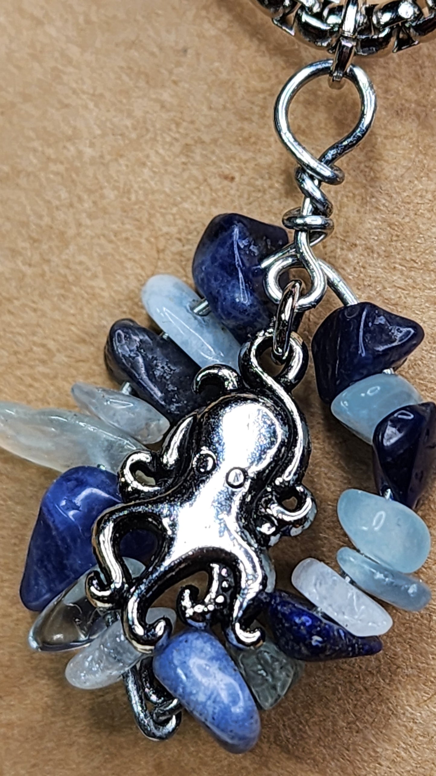 Aquamarine and Sodalite Octopus Necklace 🐙