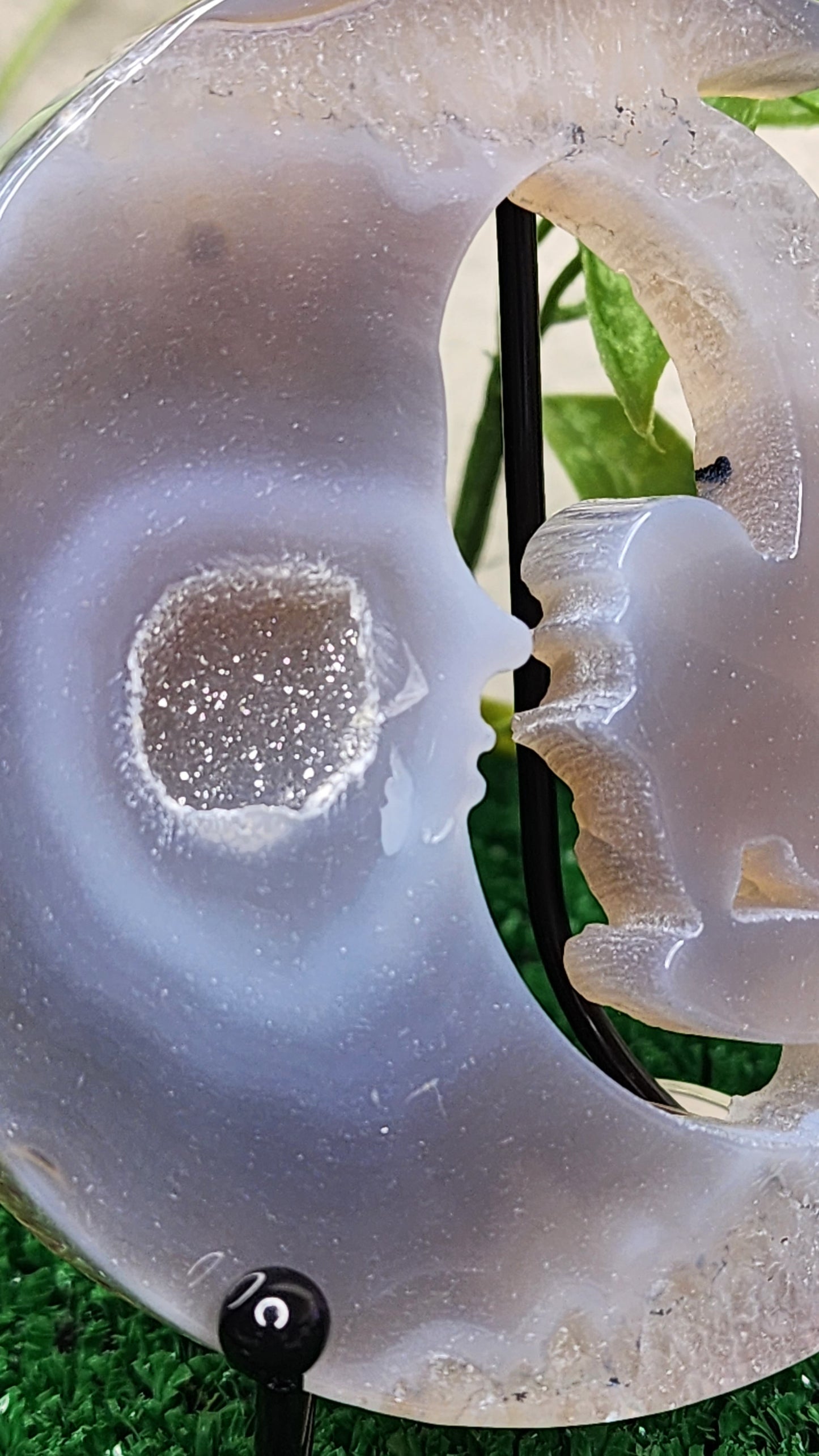Druzy Agate Fairy on Moon Carvings