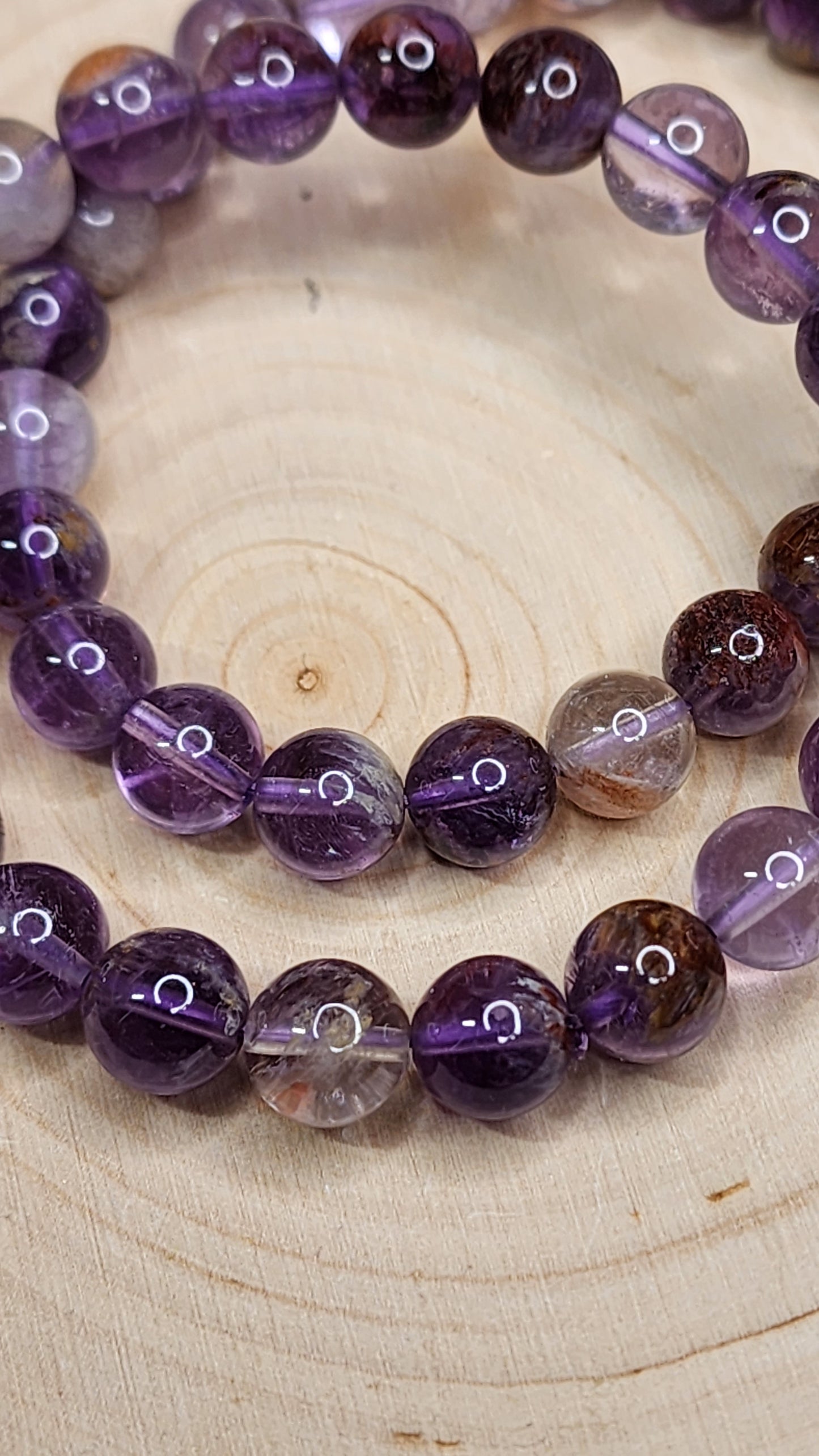 Garden Quartz with Amethyst Beaded Bracelets (8mm)