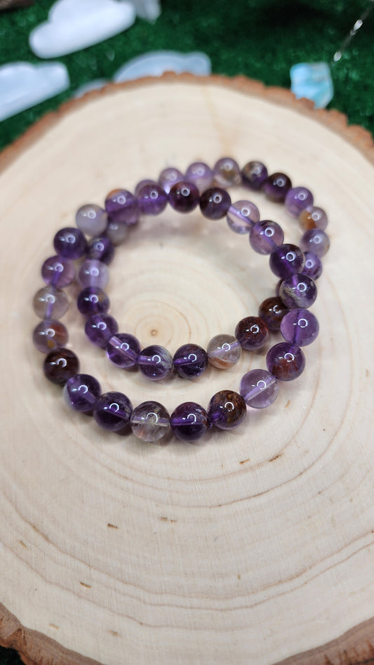 Garden Quartz with Amethyst Beaded Bracelets (8mm)