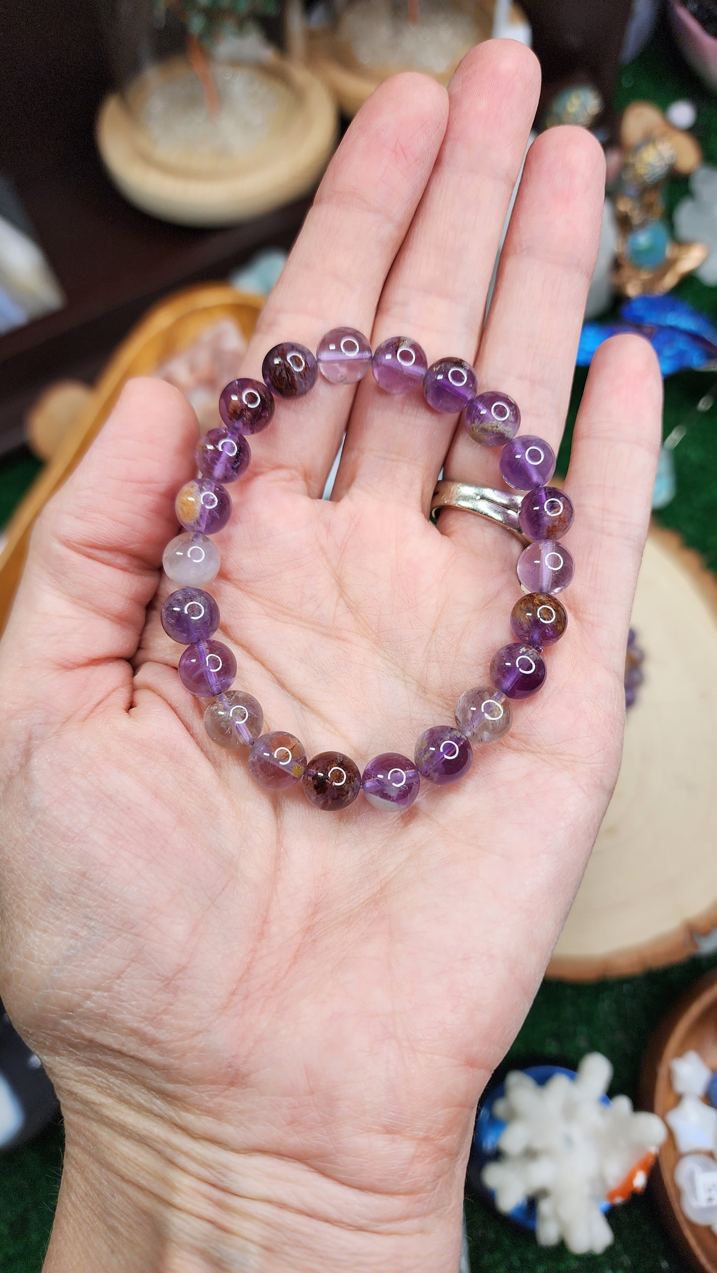 Garden Quartz with Amethyst Beaded Bracelets (8mm)