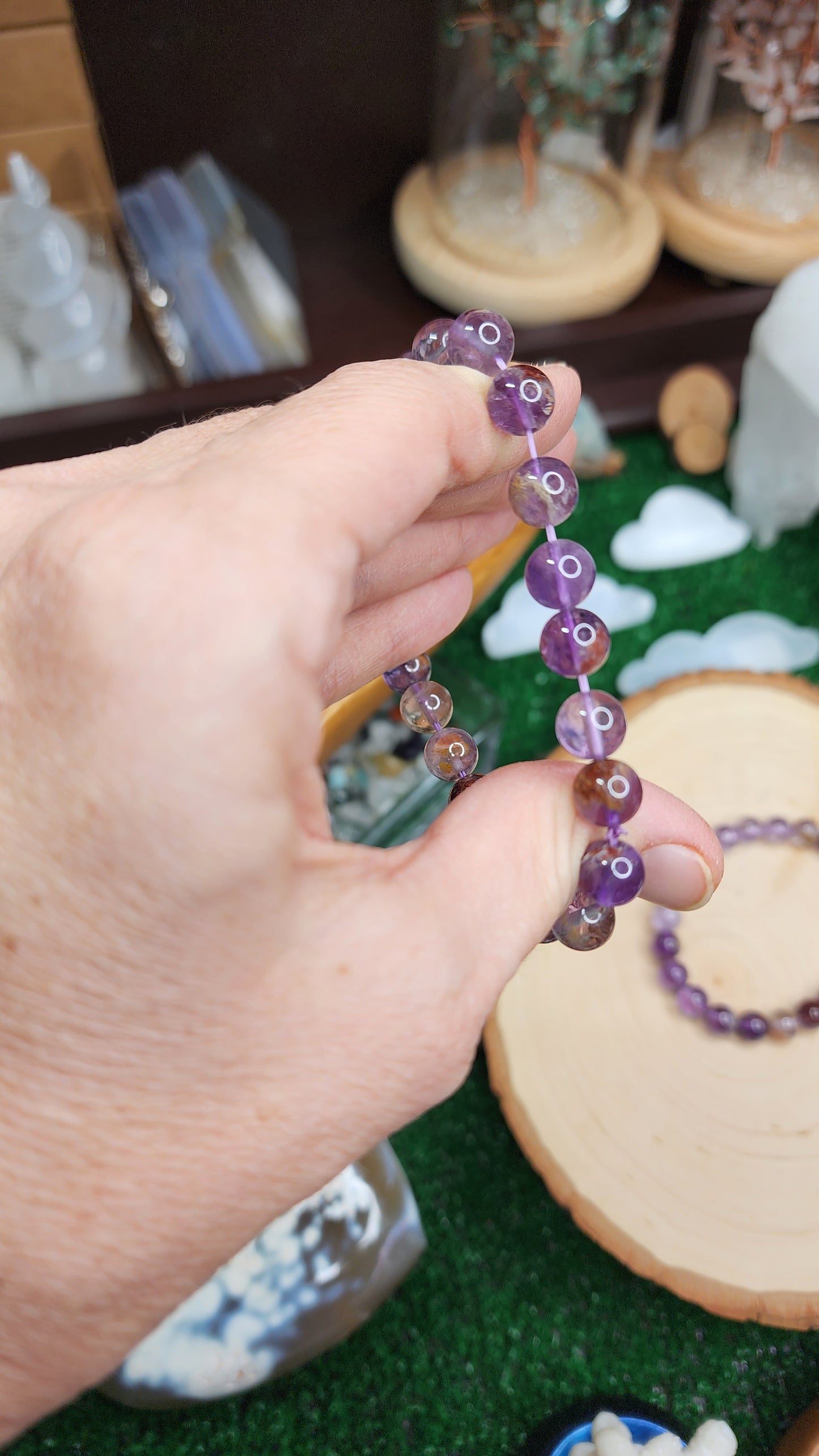 Garden Quartz with Amethyst Beaded Bracelets (8mm)
