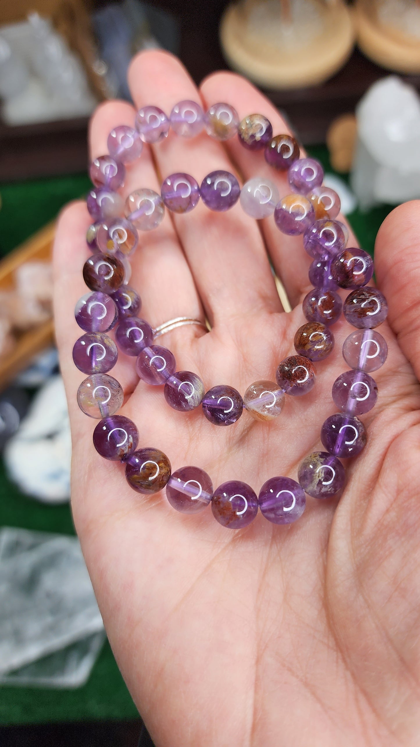 Garden Quartz with Amethyst Beaded Bracelets (8mm)