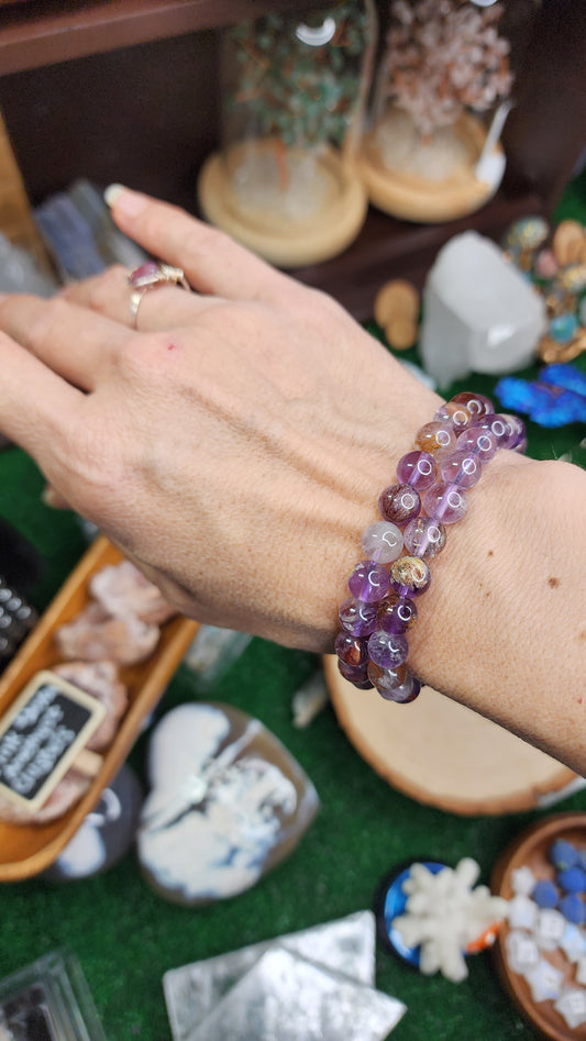 Garden Quartz with Amethyst Beaded Bracelets (8mm)