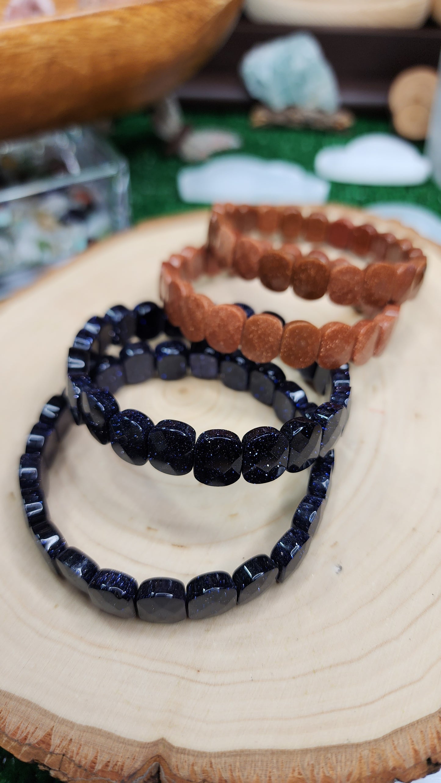Goldstone Faceted Crystal Beaded Bracelets (11mm) ✨️