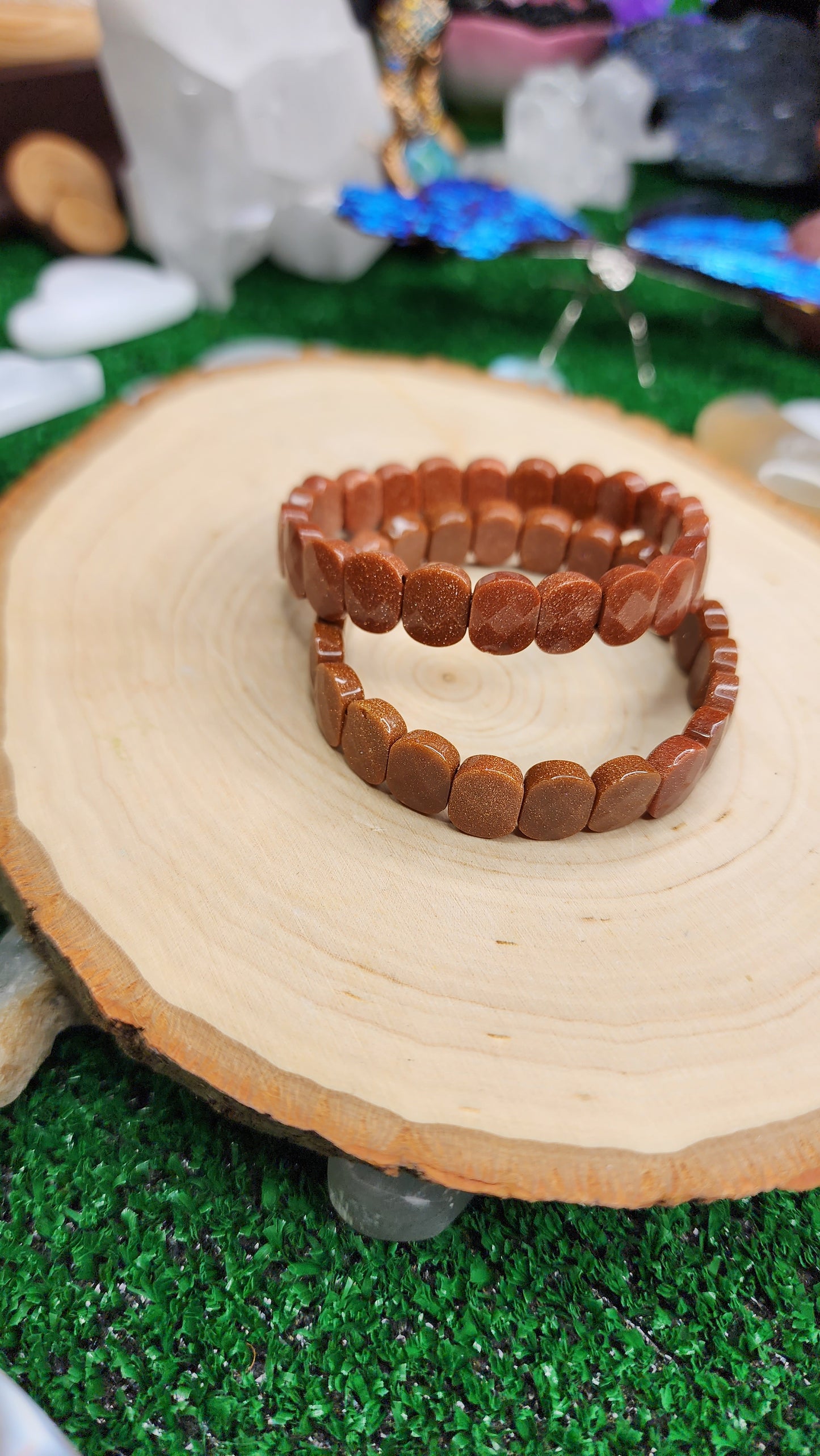 Goldstone Faceted Crystal Beaded Bracelets (11mm) ✨️