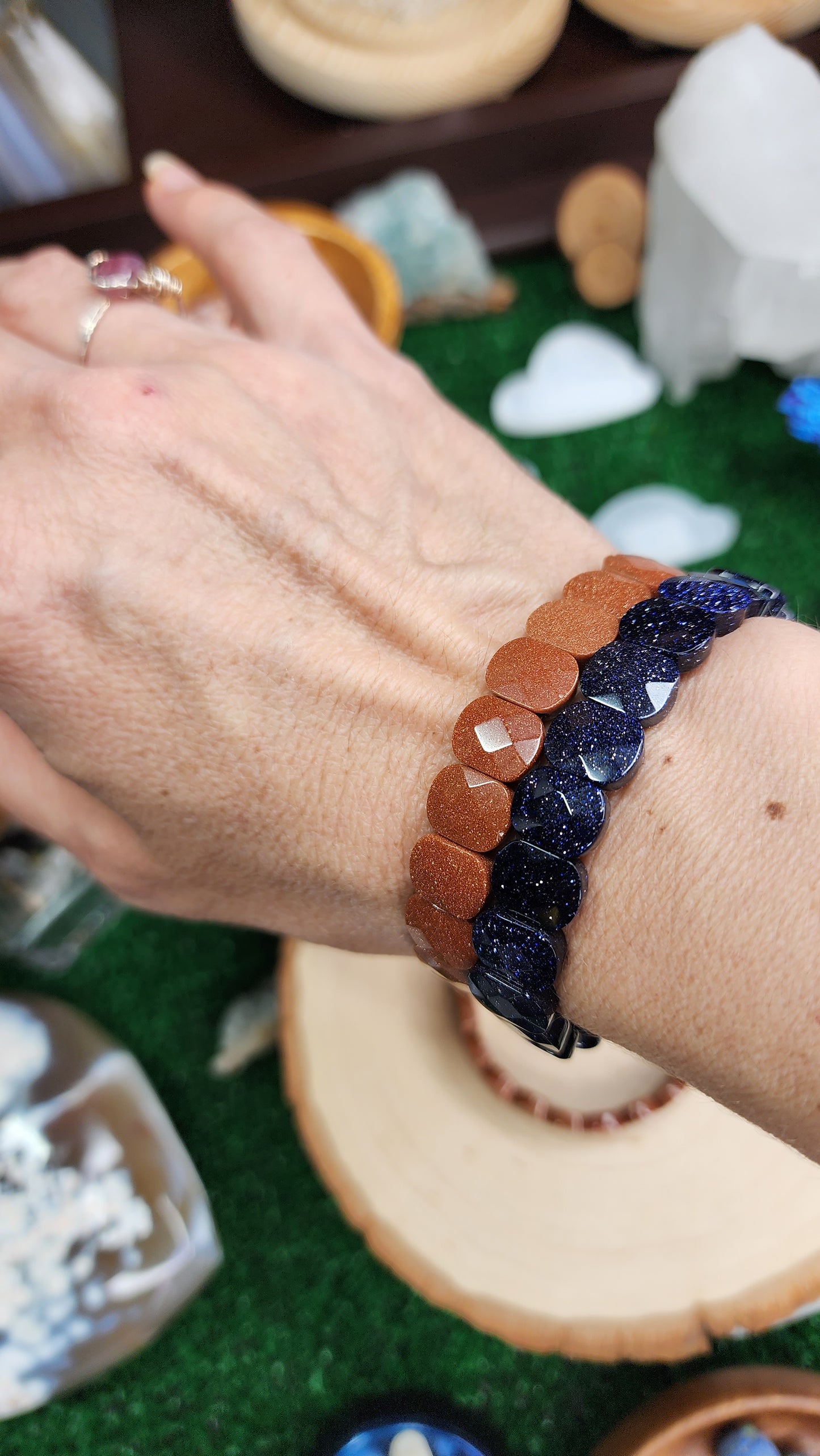Goldstone Faceted Crystal Beaded Bracelets (11mm) ✨️