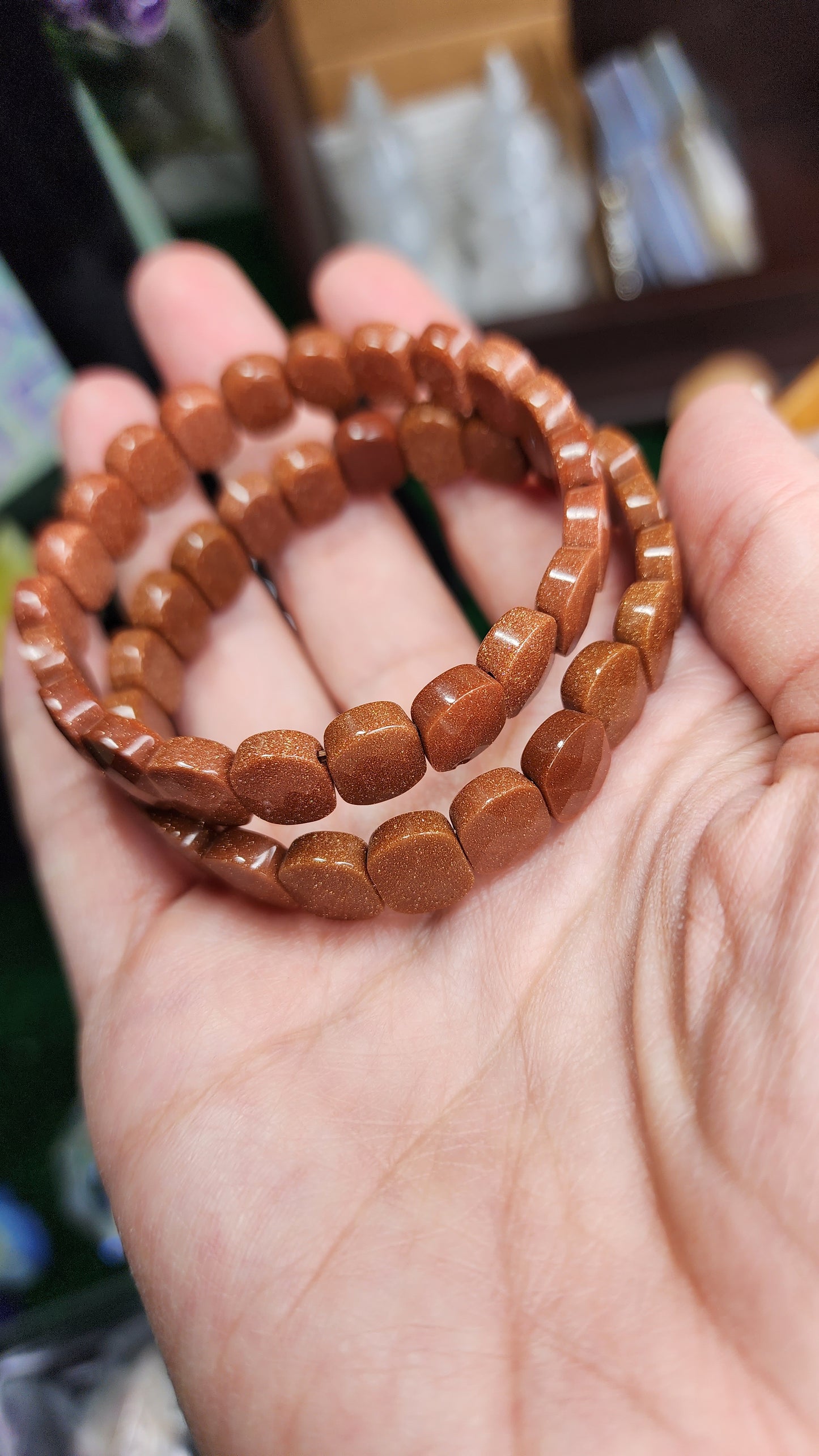 Goldstone Faceted Crystal Beaded Bracelets (11mm) ✨️