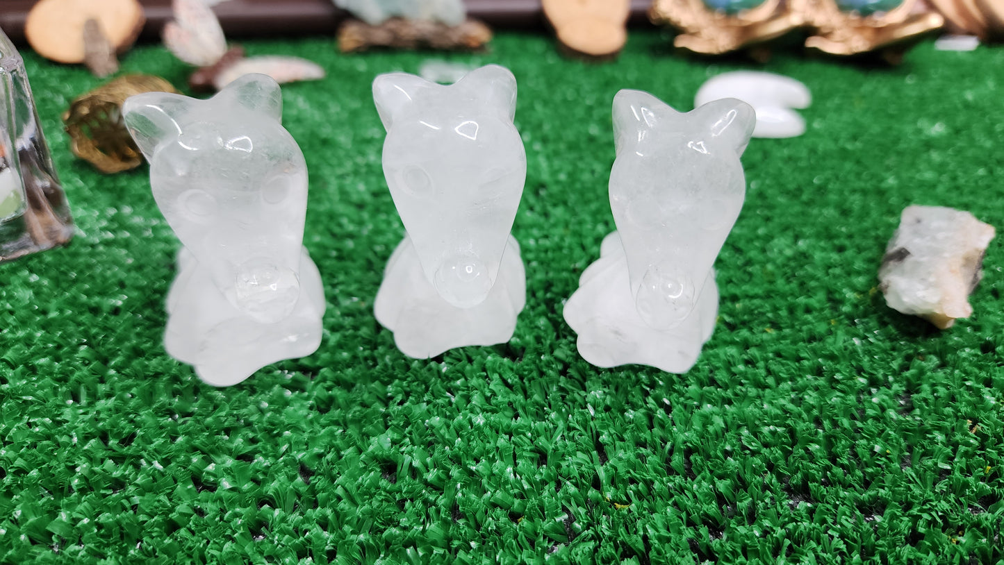 Clear Quartz Zero Ghost Dog Carvings