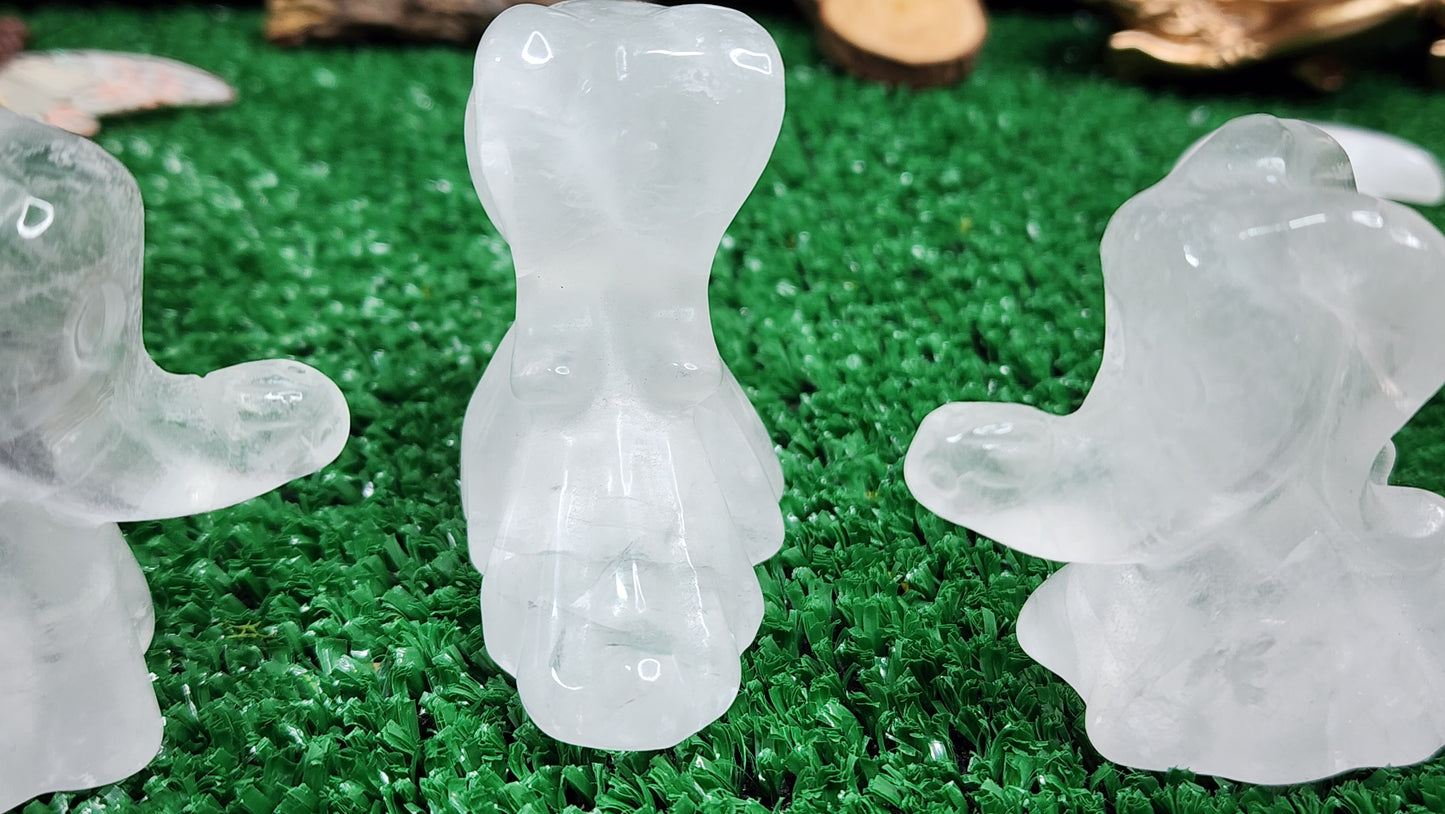 Clear Quartz Zero Ghost Dog Carvings