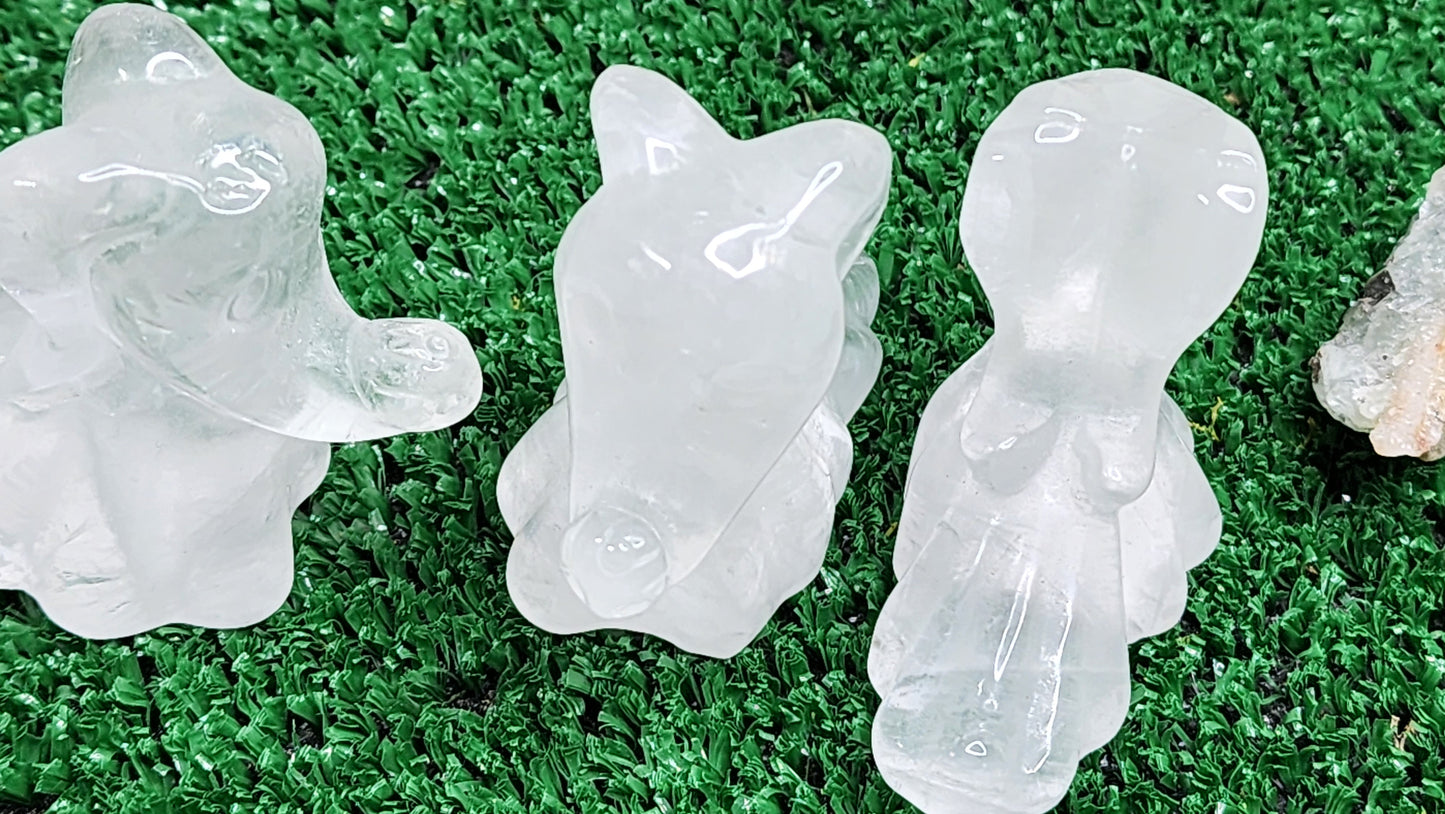 Clear Quartz Zero Ghost Dog Carvings