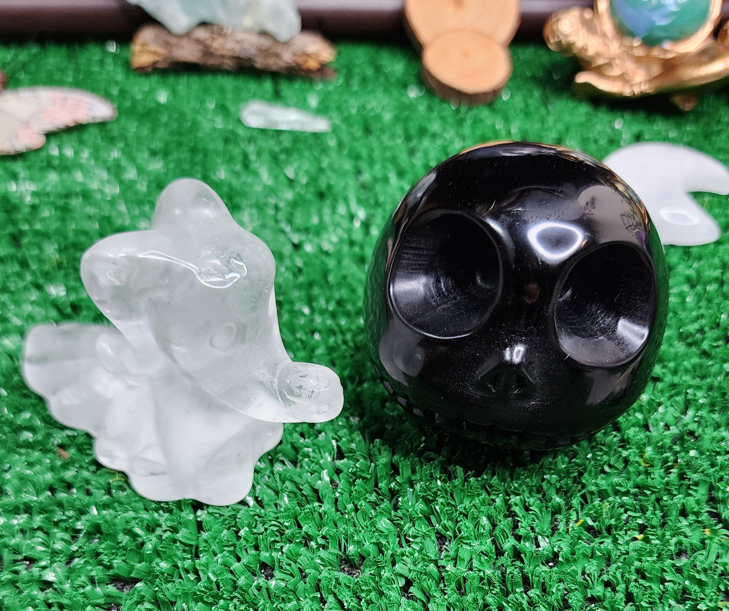 Clear Quartz Zero Ghost Dog Carvings