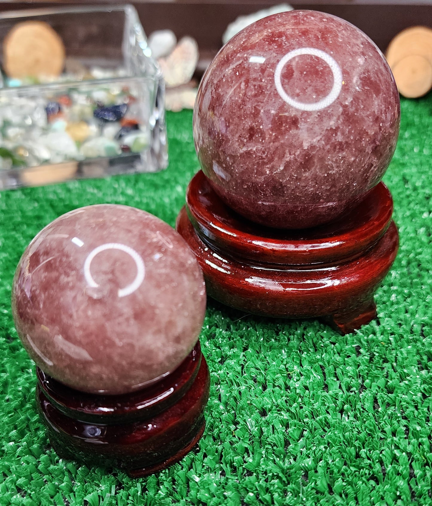 Glossy Cherry Wood - Sphere Stands