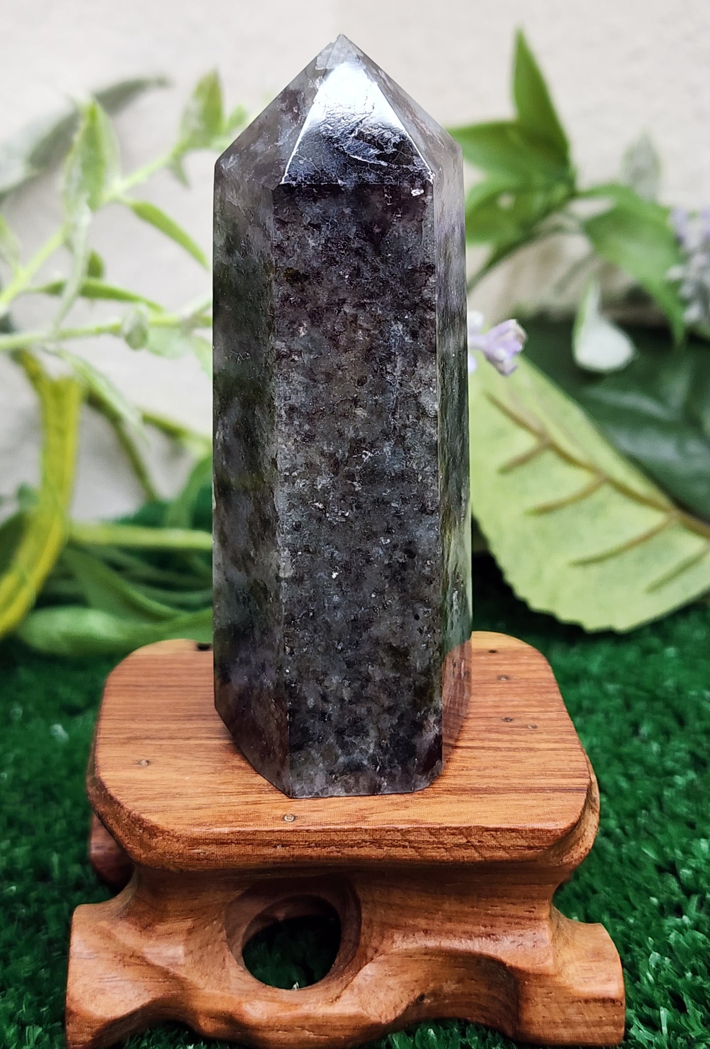 Amazonite, Smoky Quartz, Lepidolite, & Black Tourmaline Mixed Tower (#2) 🖤