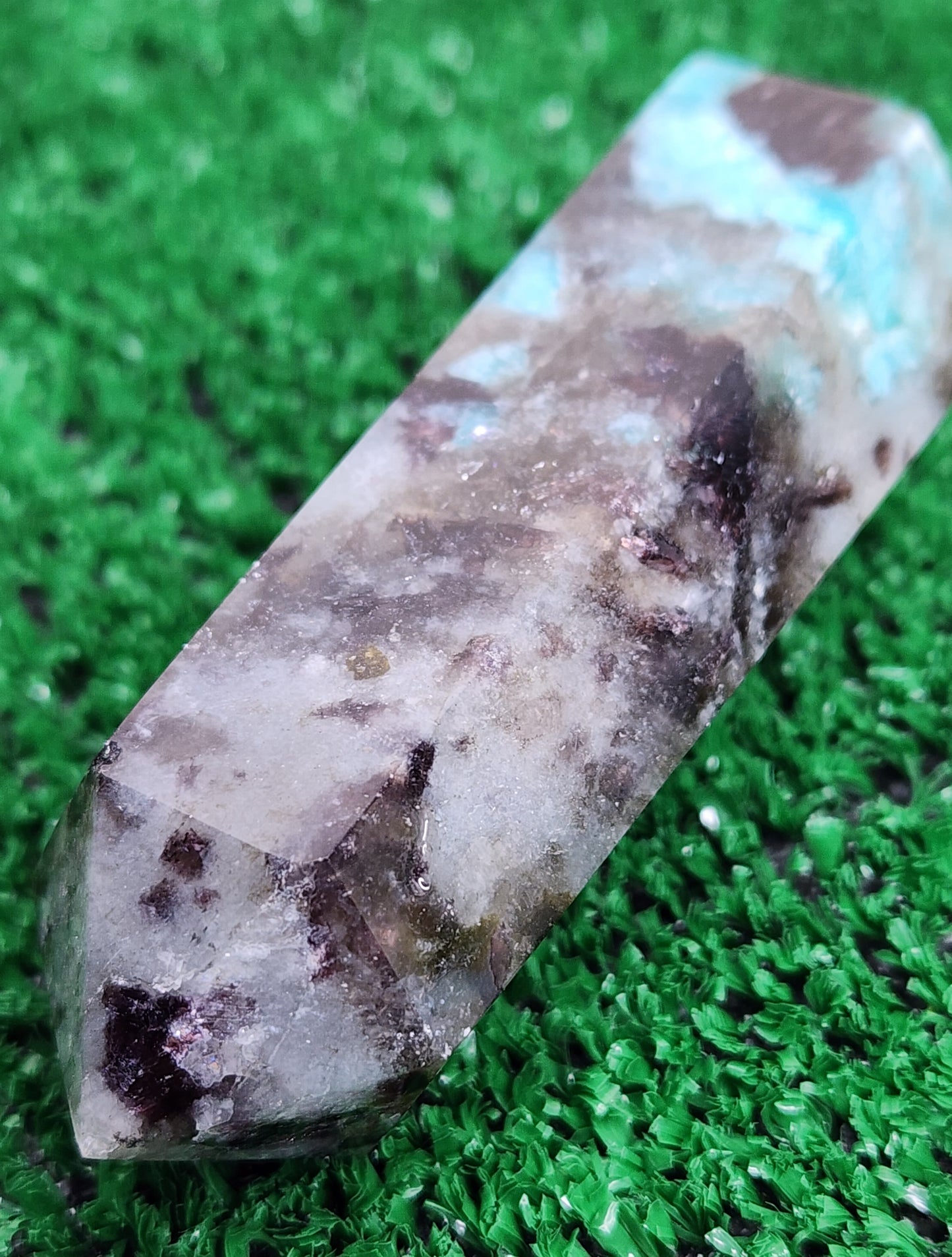 Amazonite, Smoky Quartz, Lepidolite, & Black Tourmaline Mixed Tower (#2) 🖤