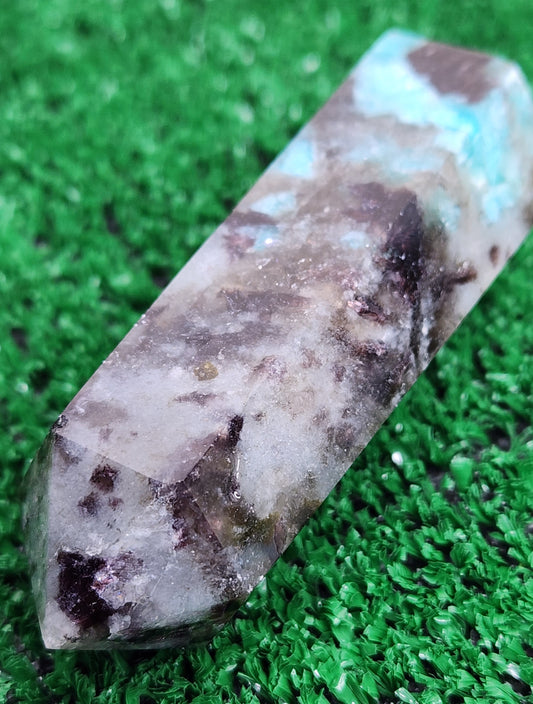 Amazonite, Smoky Quartz, Lepidolite, & Black Tourmaline Mixed Tower (#2) 🖤