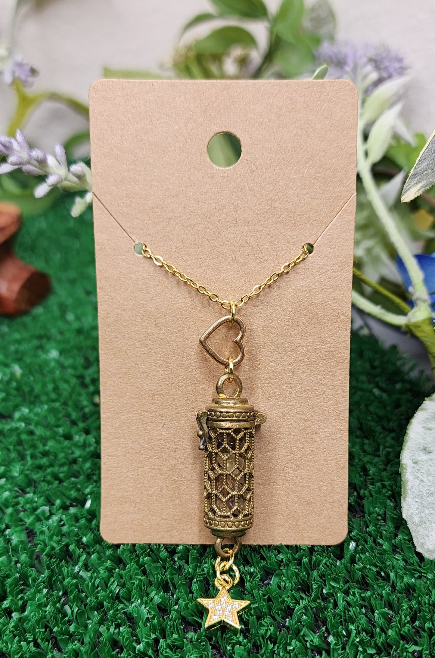 Copper Cage Pendants with Crystal Chips and Charms✨️