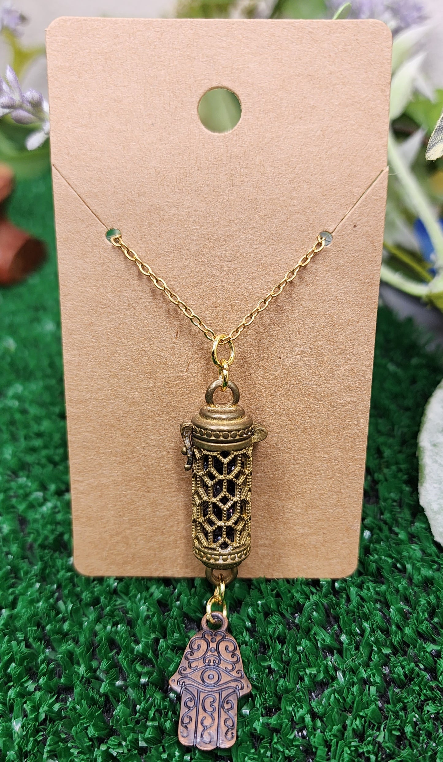 Copper Cage Pendants with Crystal Chips and Charms✨️