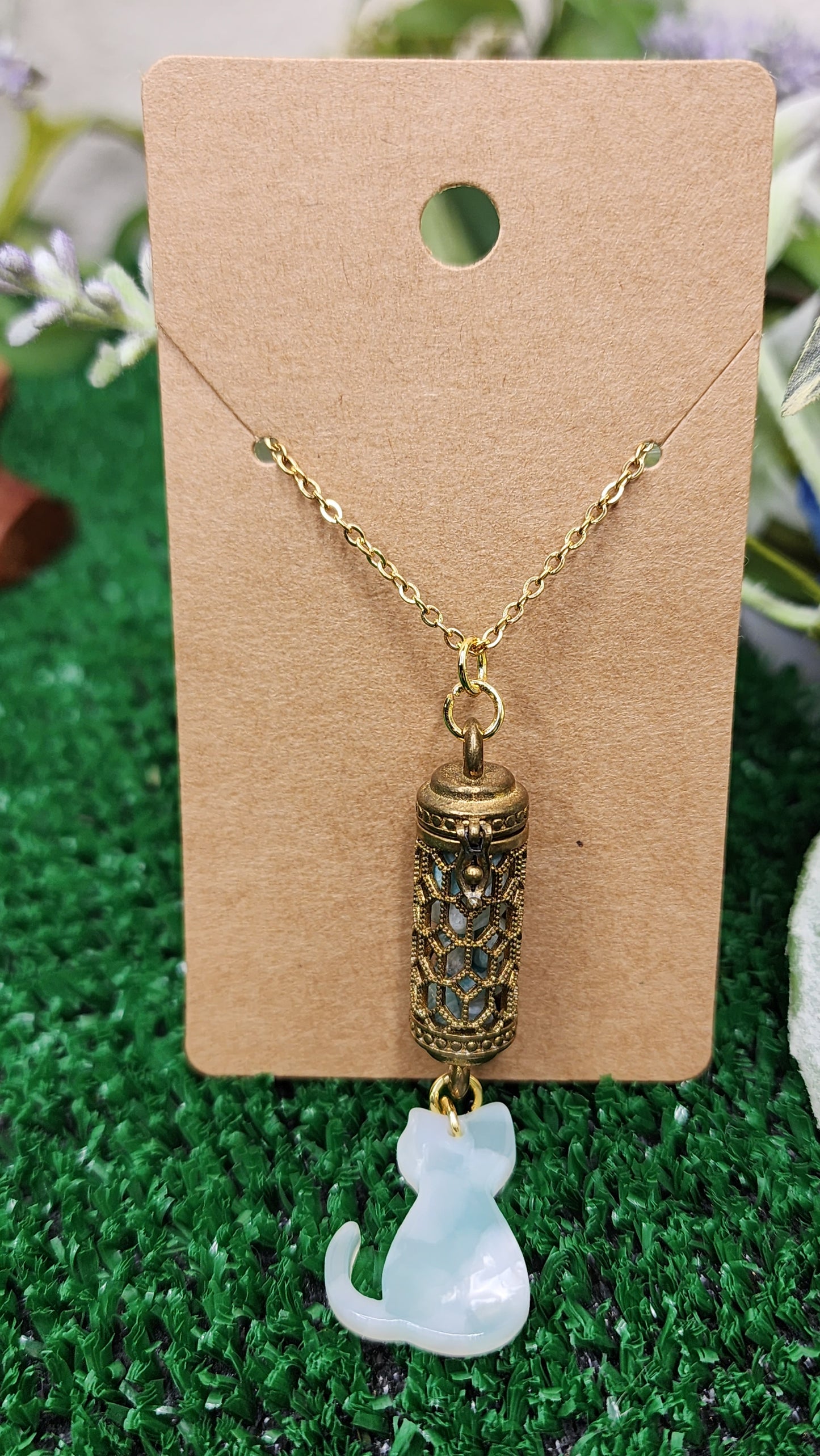 Copper Cage Pendants with Crystal Chips and Charms✨️