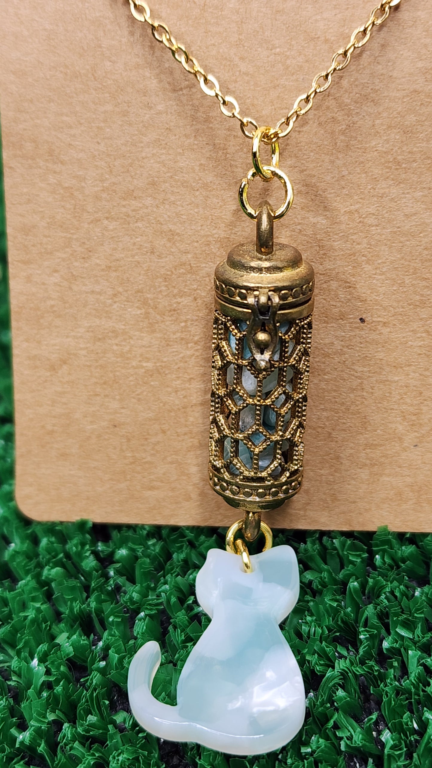 Copper Cage Pendants with Crystal Chips and Charms✨️