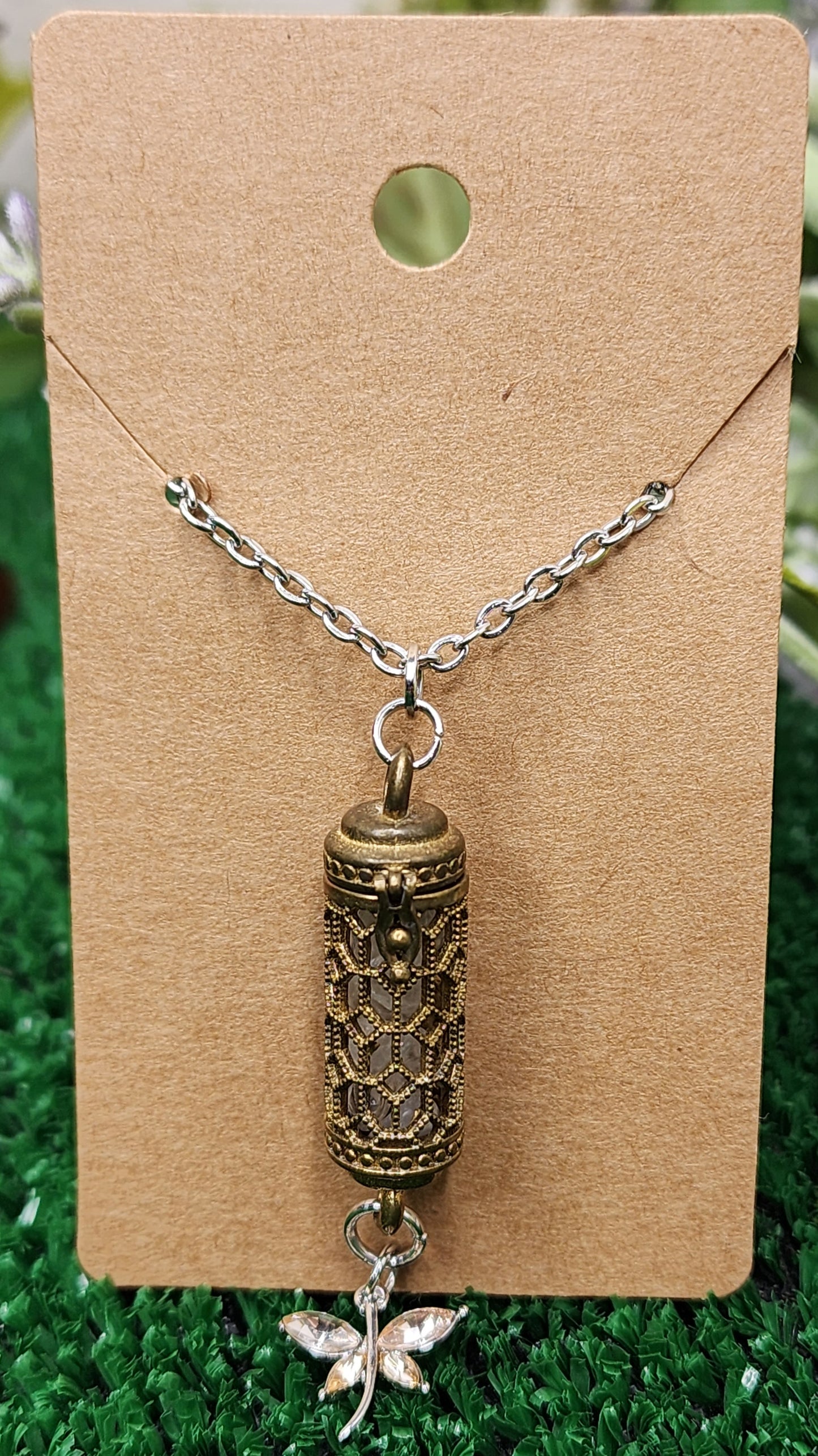 Copper Cage Pendants with Crystal Chips and Charms✨️