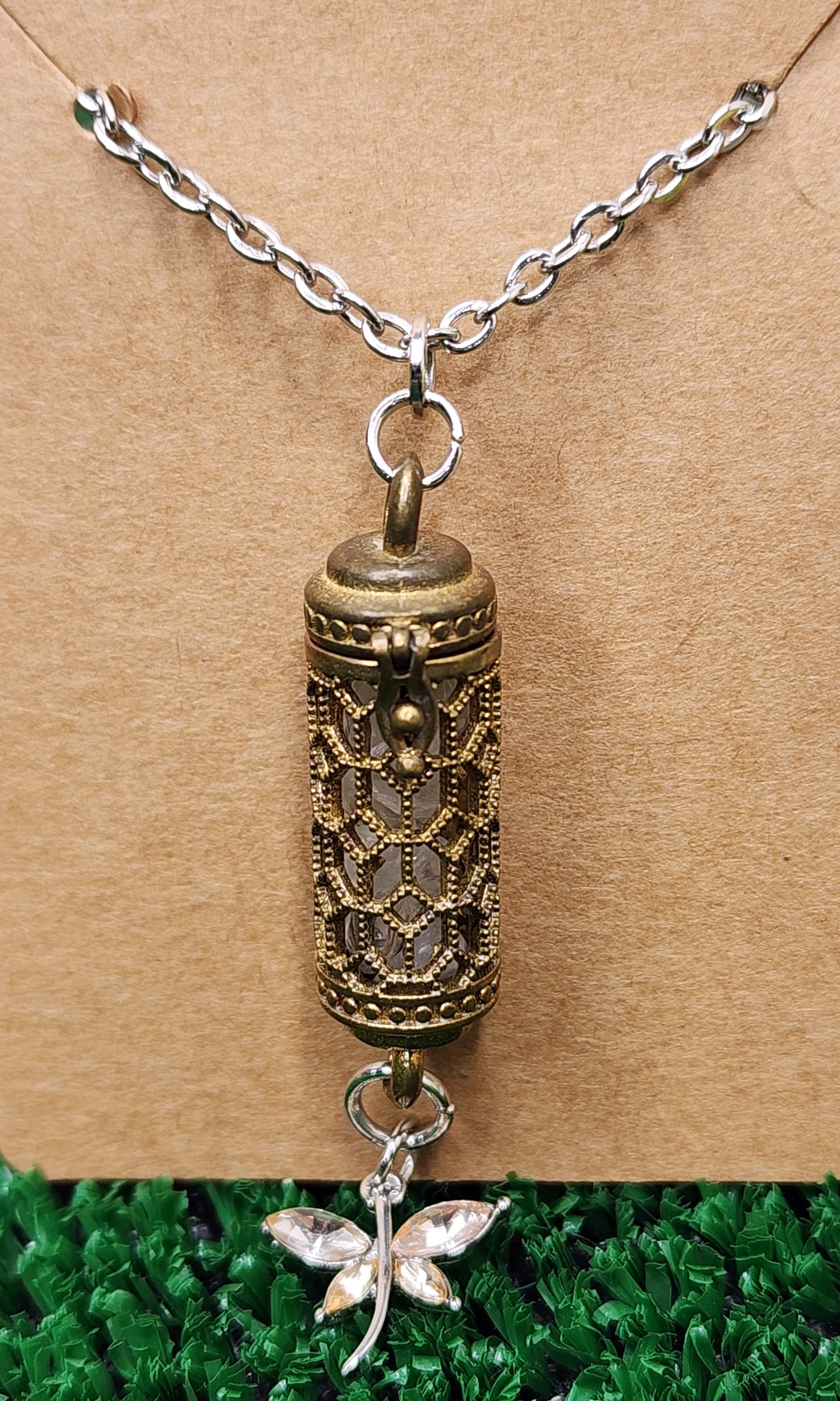Copper Cage Pendants with Crystal Chips and Charms✨️