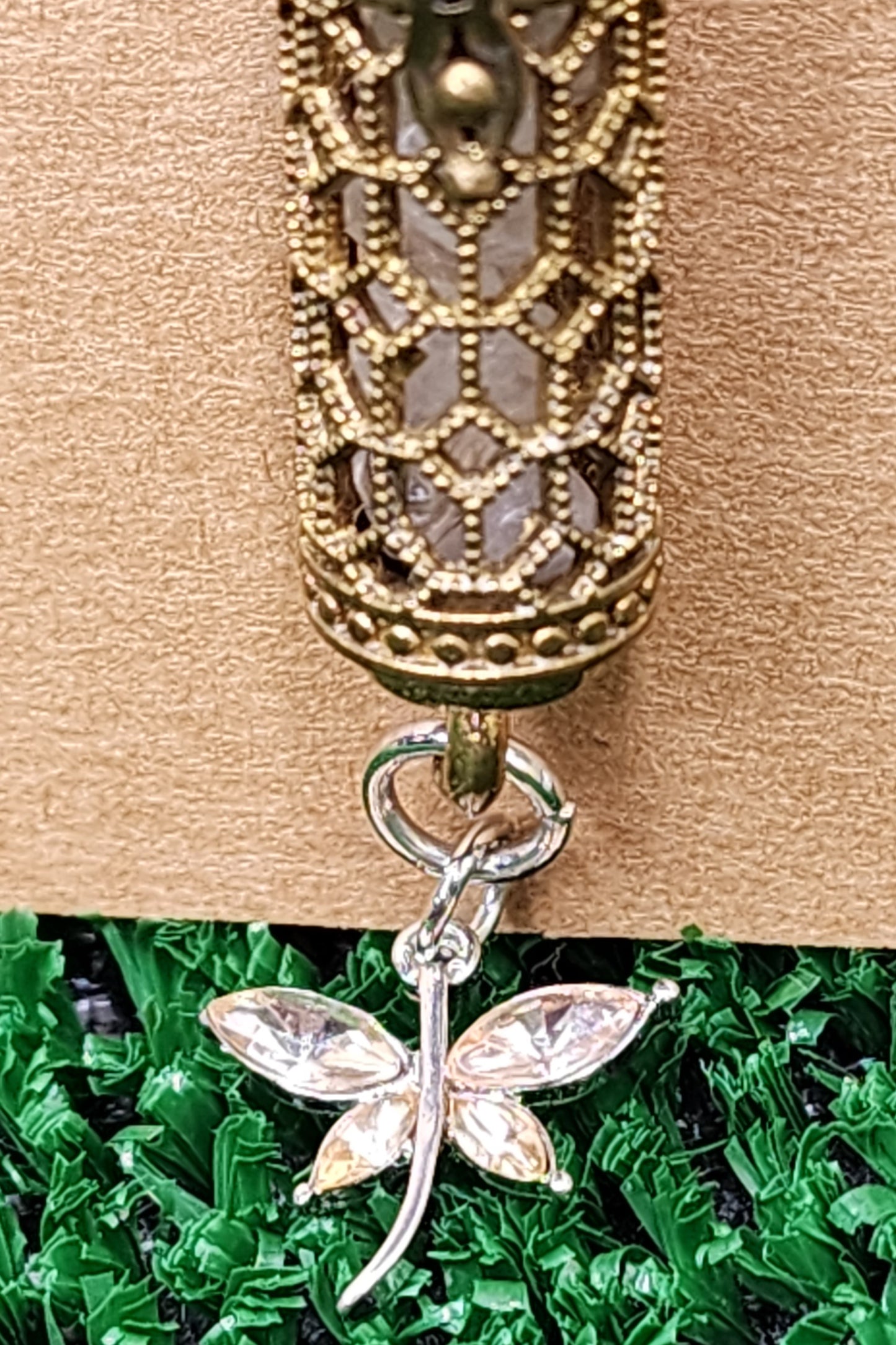 Copper Cage Pendants with Crystal Chips and Charms✨️