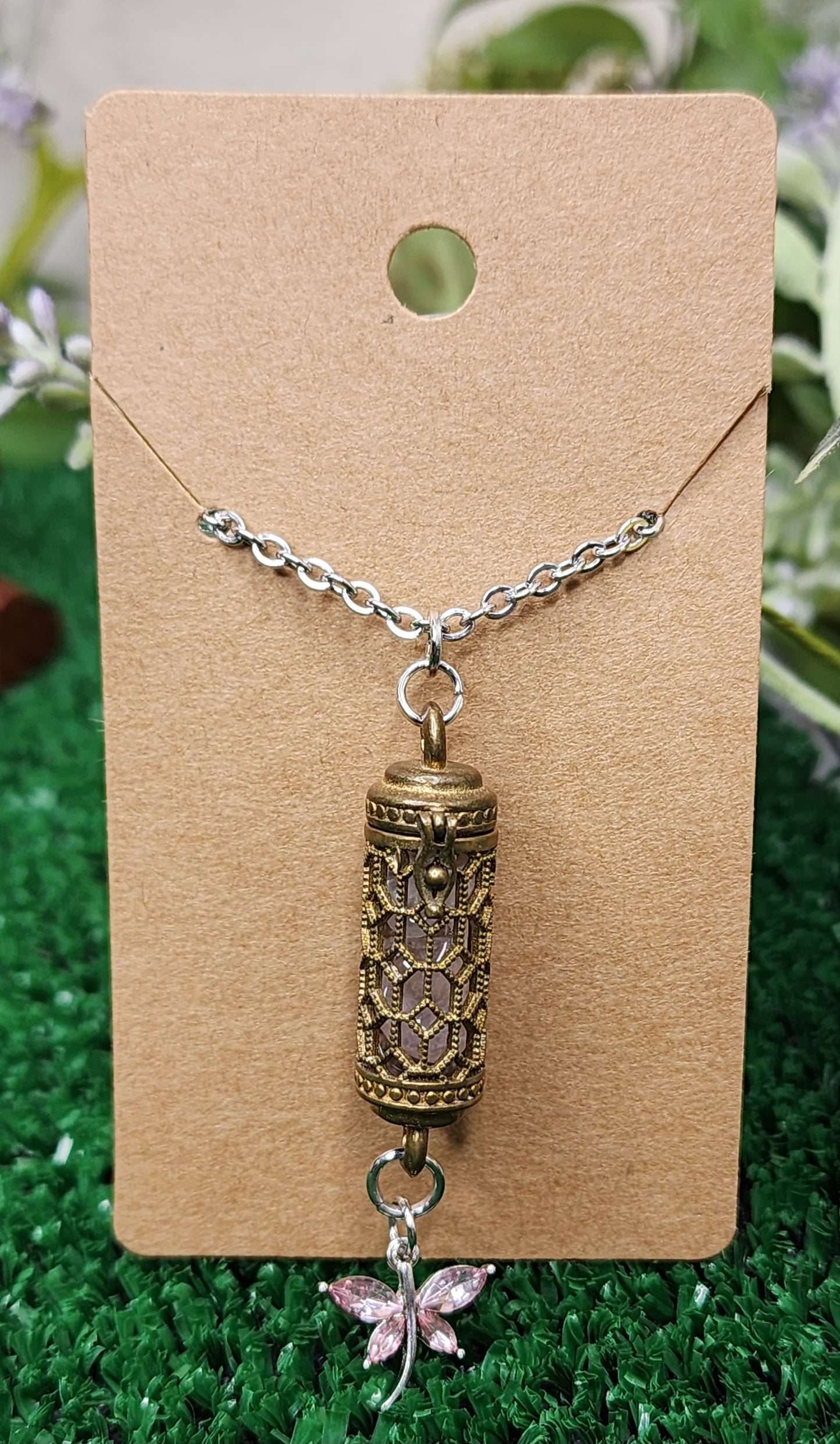 Copper Cage Pendants with Crystal Chips and Charms✨️