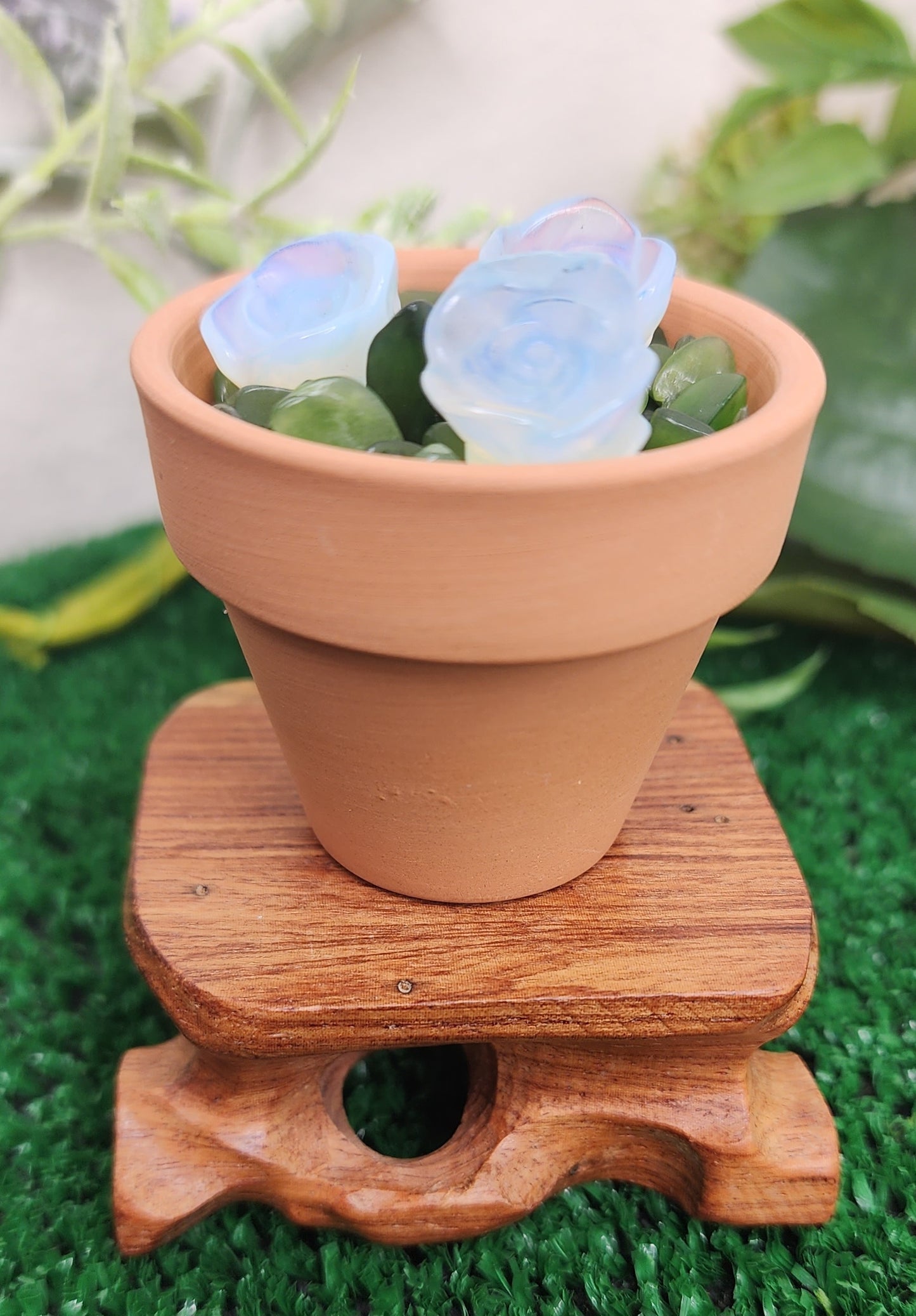 Mini Opalite and Silver Sheen Obsidian Roses 🖤